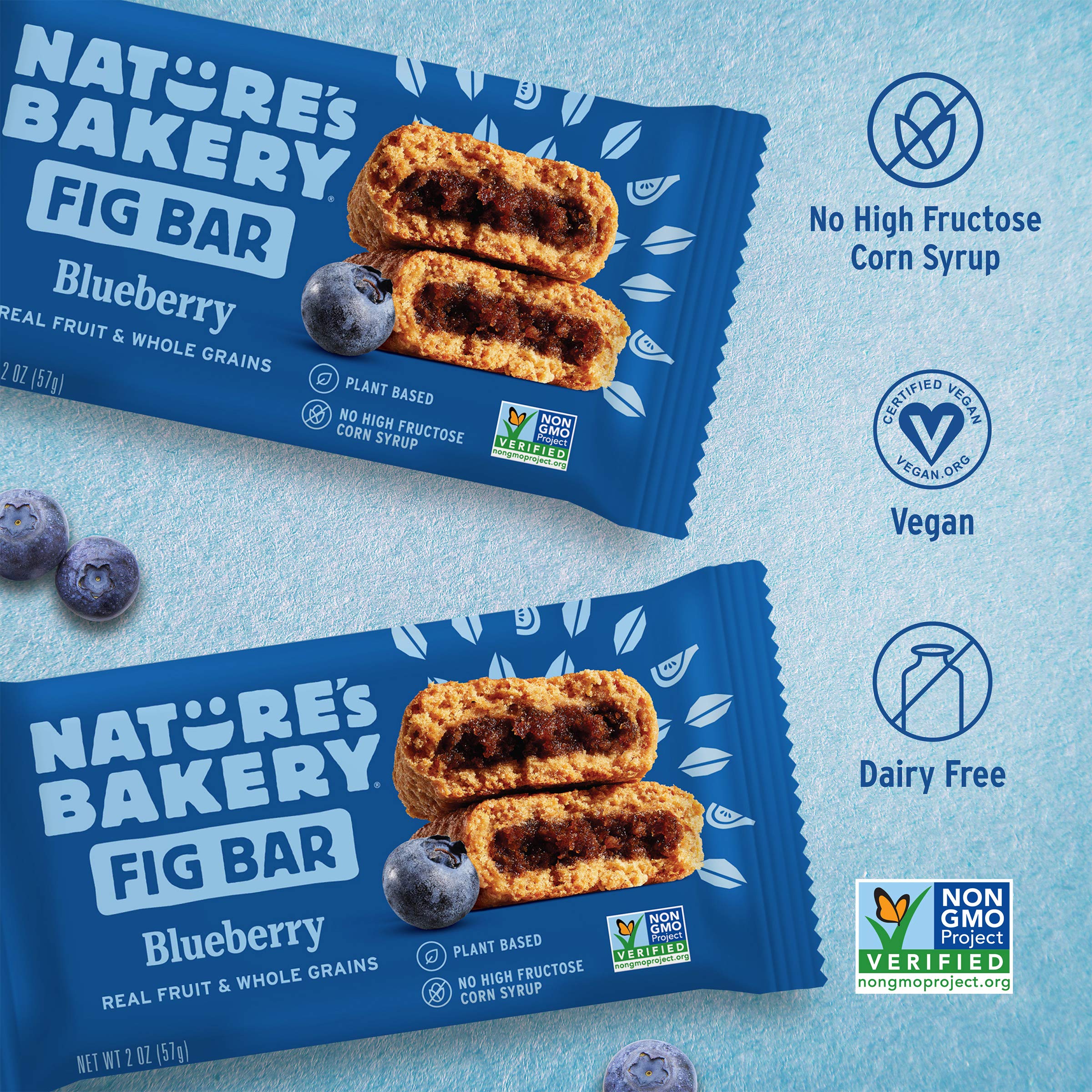 Nature’s Bakery Whole Wheat Fig Bars - Blueberry Flavor, Vegan & Non-GMO Snack Bars, 6 Count (Pack of 6) | Healthy On-the-Go Breakfast, School Lunch or Post-Workout Snack