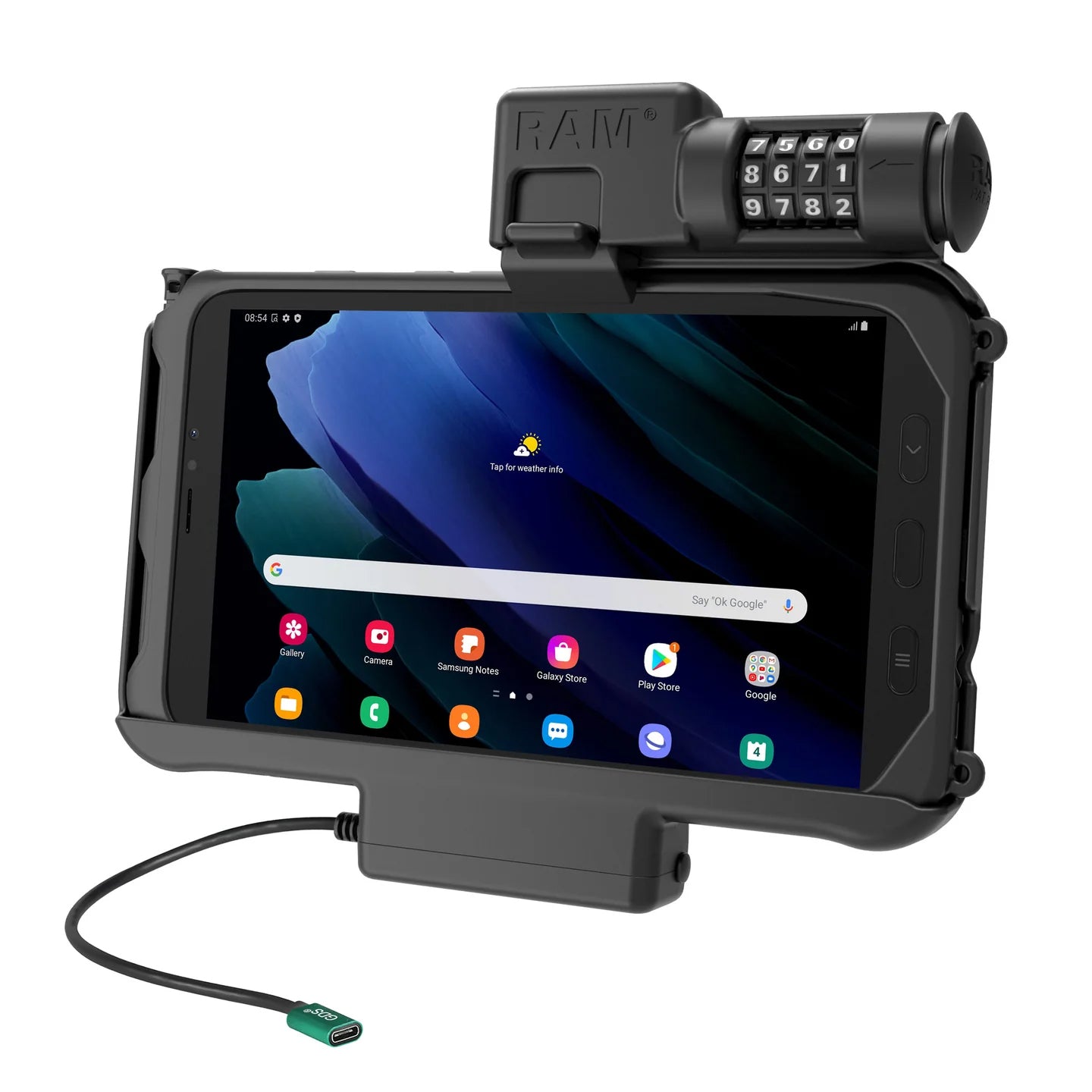 RAM Combo Locking USB C Powered Dock for Samsung Tab Active5 & 3 - Secure Charging Station with Key Lock - Perfect for Retail, Warehouse & Industrial Use (RAM HOL SAM58CPCLU)