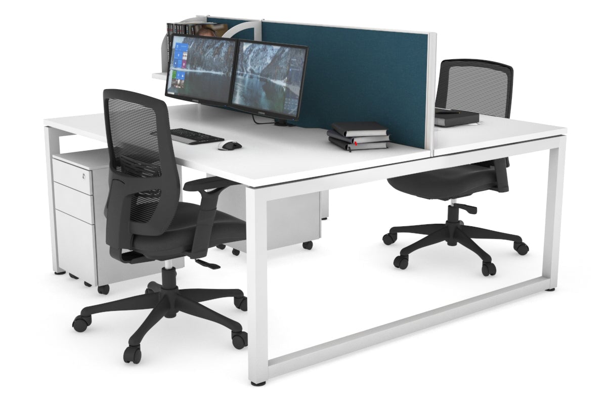 Quadro Loop Legs 2 Person Office Workstation - 1600L x 800W with Cable Management - Modern Shared Desk for Collaborative Workspaces & Home Offices
