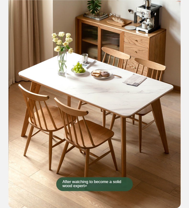 Solid Oak Wood Modern Rocking Dining Table - Perfect for Farmhouse, Rustic & Contemporary Dining Rooms