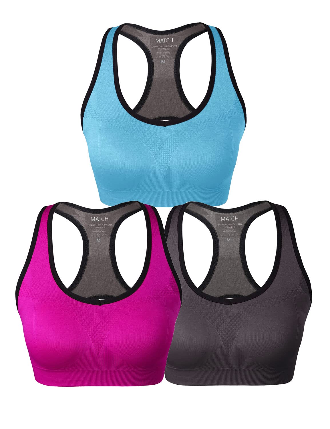 Women's Match Racerback Sports Bras - Padded Seamless Workout Tops for Yoga, Gym, Running & Fitness | Breathable Support for High-Intensity Training & Active Lifestyles