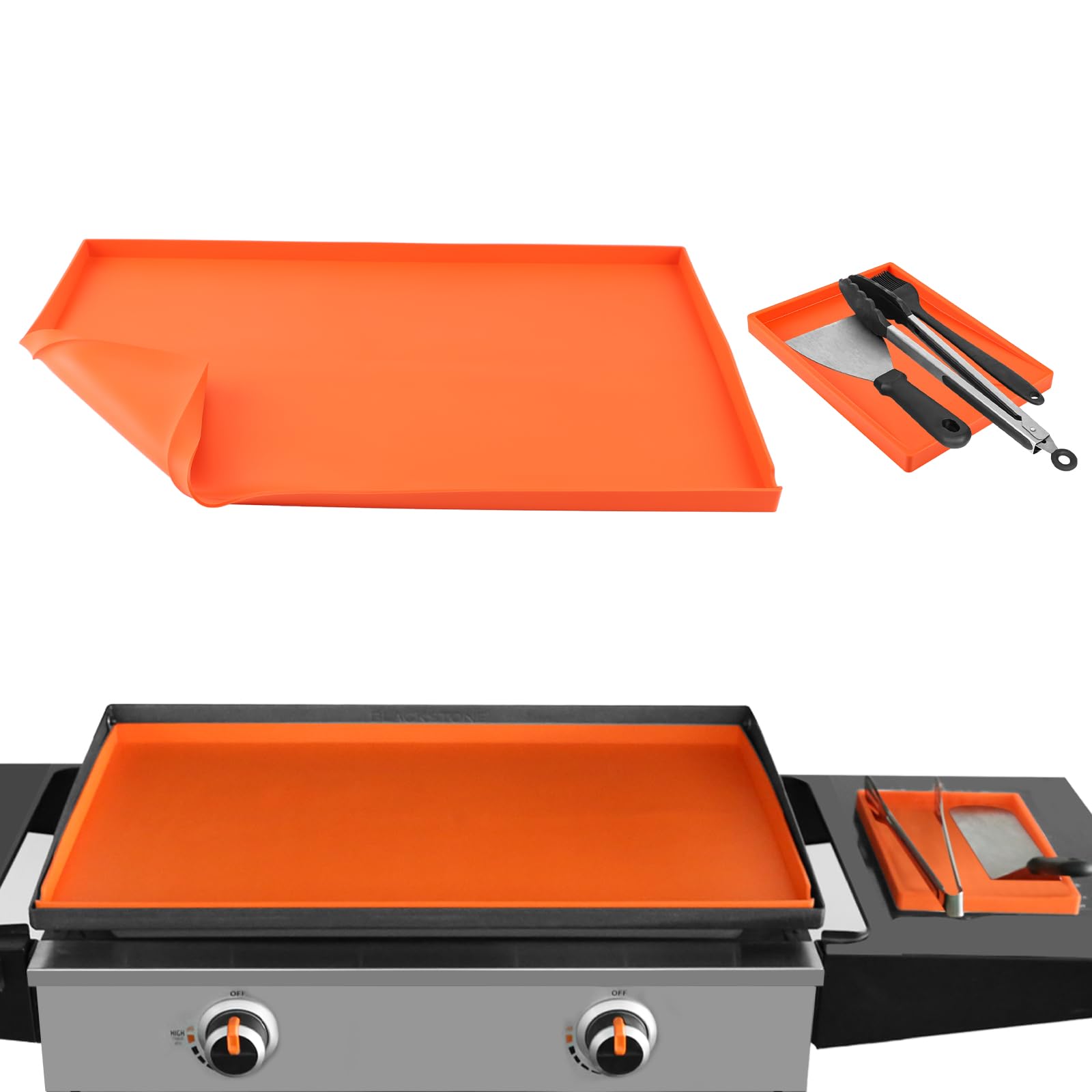 Utheer 28 Inch Heavy Duty Food Grade Silicone Griddle Mat & Spatula Mat for Blackstone Griddle - All Season Cooking Protective Grill Cover - Perfect for Outdoor BBQ, Camping, and Backyard Cooking
