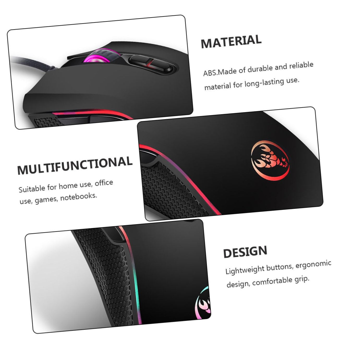 EVGOOGYY 1-Piece Wired Computer Mouse - Ergonomic Plastic Design for PC, Laptop, Office & Gaming Use - A869 Model (Black) - Perfect for Work, Study & Home Computing