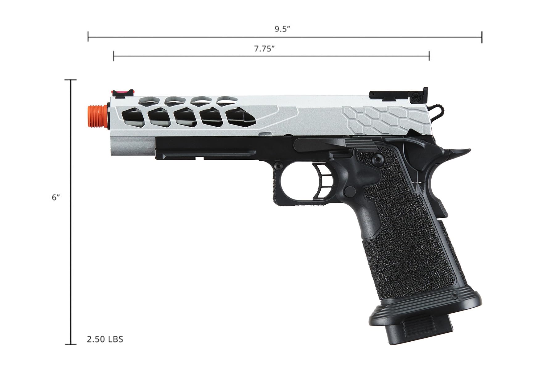 Lancer Tactical Airsoft Pistol STRYK Hi-Capa 5.1/4.3 Full Metal Gas Blowback GBB - 330 FPS for Competitive Airsoft Matches & Tactical Training