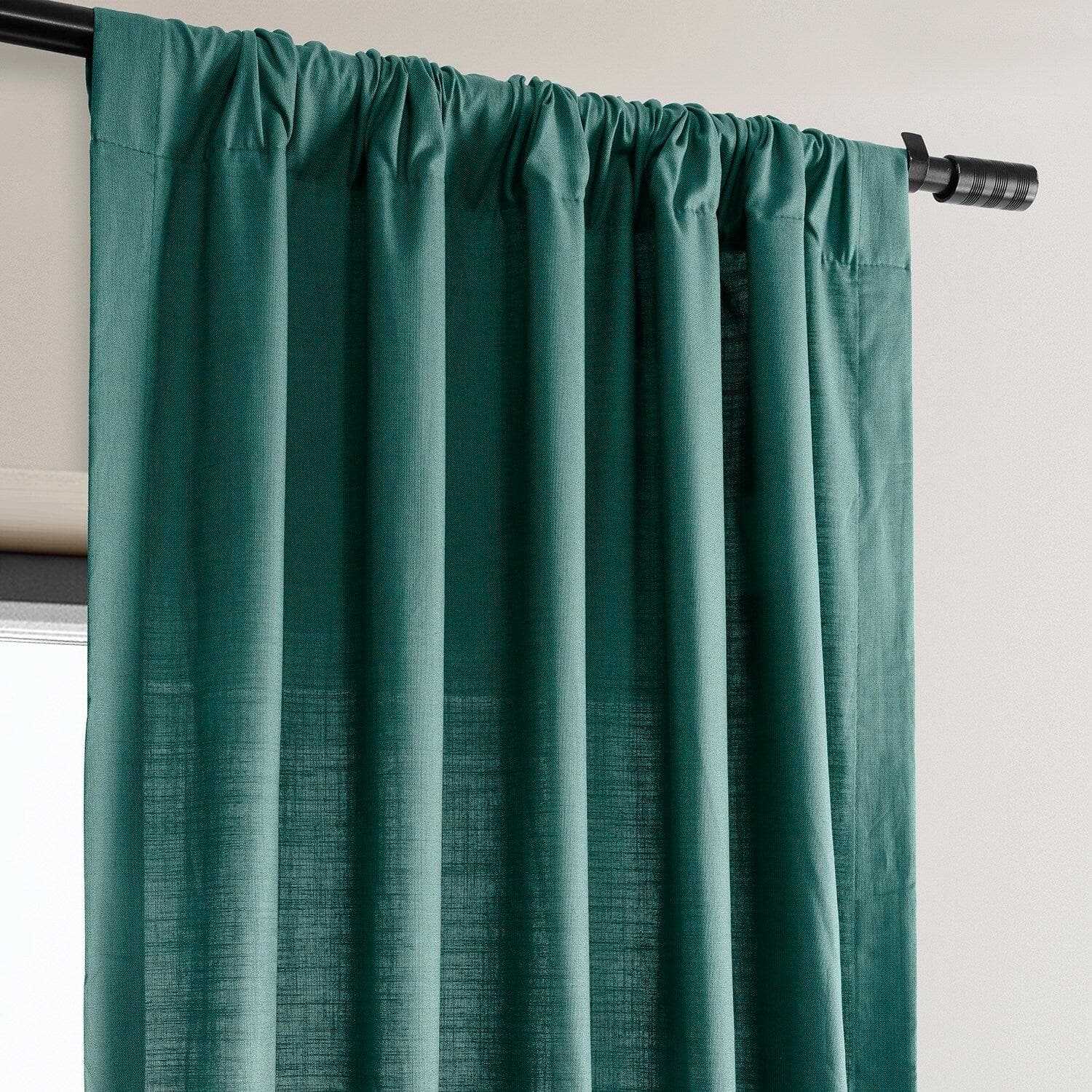 Dark Teal Dune Textured Cotton Curtain Pair (2 Panels) - Premium Window Treatments for Living Room & Bedroom Blackout Drapes