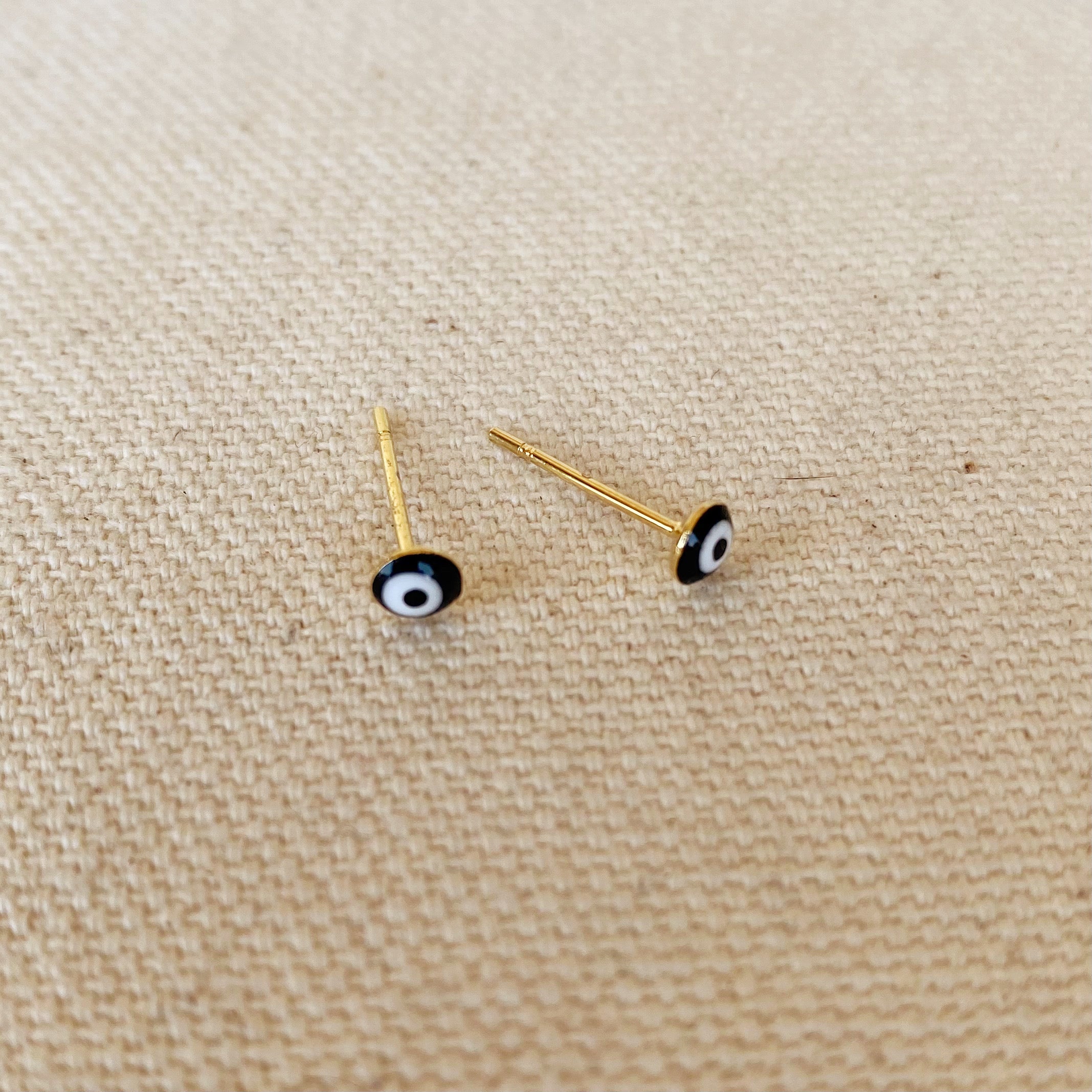 18K Gold Filled Tiny Black Evil Eye Stud Earrings for Women - Protection Jewelry for Everyday Wear, Gift for Her, Boho Style Accessories