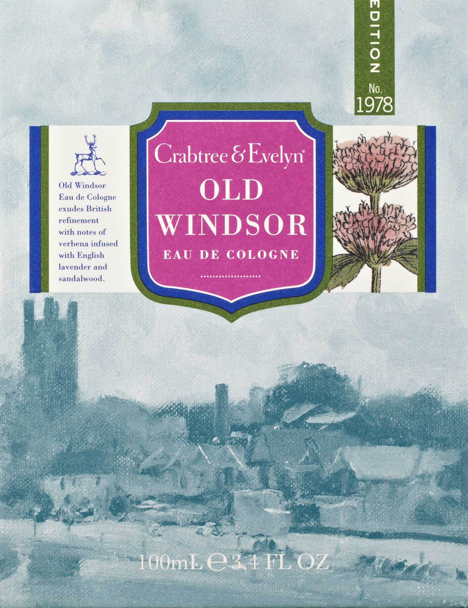 Crabtree & Evelyn Old Windsor Eau de Cologne for Men & Women - 3.4 Fl Oz (100ml) Luxury Fragrance - Perfect for Daily Wear, Special Occasions & Gifts