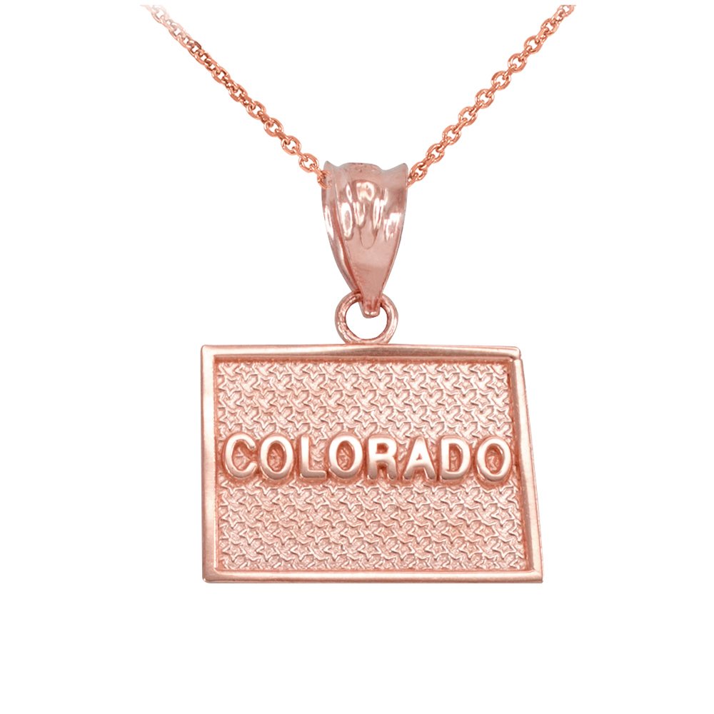 14k Rose Gold Colorado State Map Pendant Necklace - Perfect for Travel Lovers & State Pride Gifts