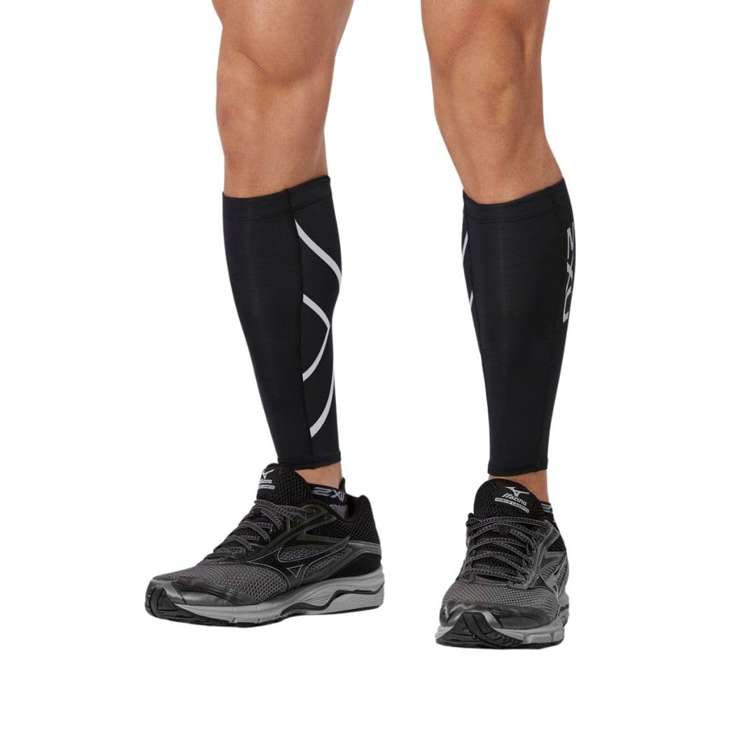 2XU Boys' Compression Calf Guards - Youth Performance Leg Sleeves for Running, Soccer & Basketball - Improve Circulation & Reduce Muscle Fatigue