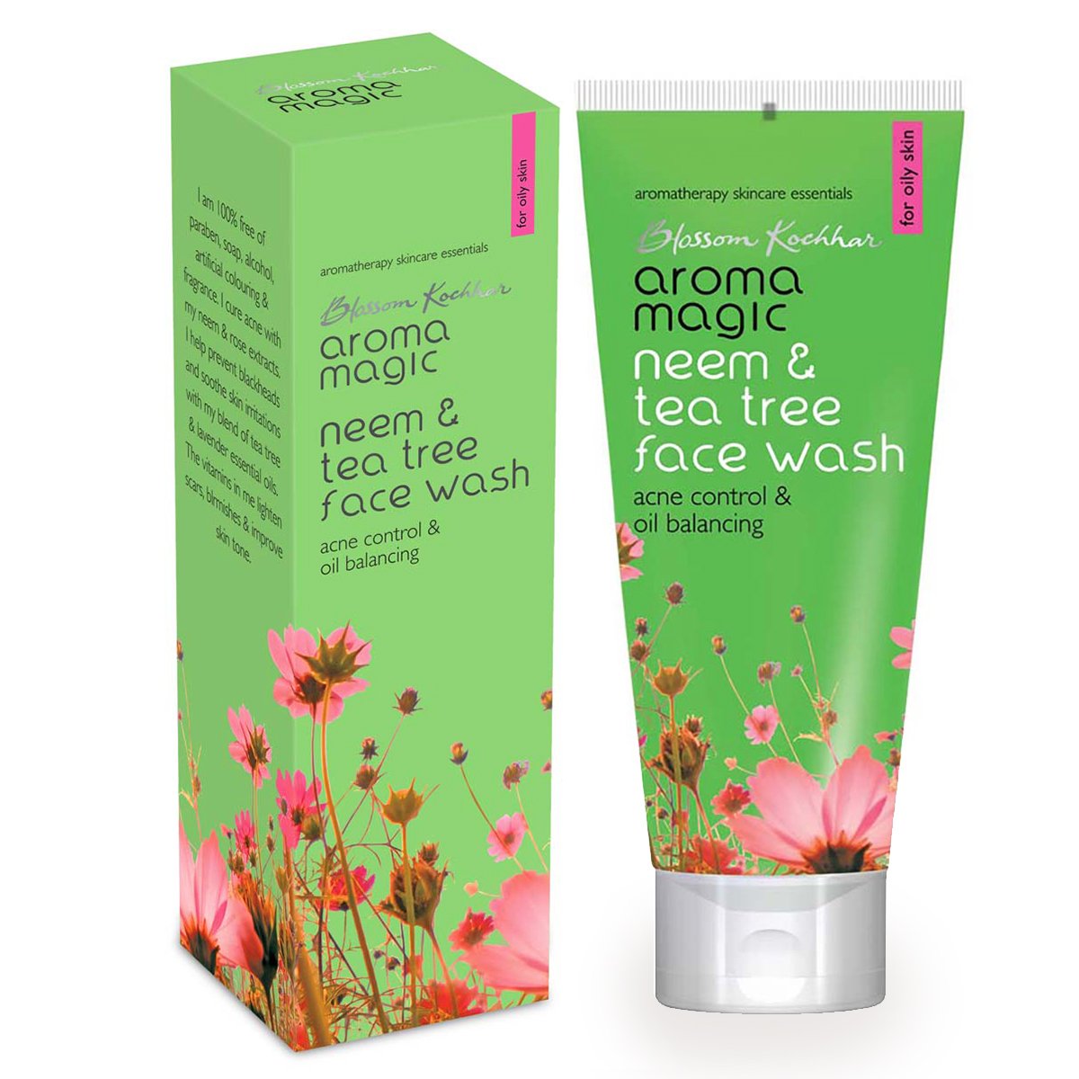 Aroma Magic Cucumber Sunscreen Lotion SPF 30 - 50ml & Neem Tea Tree Face Wash - 100ml | Daily Sun Protection & Acne-Fighting Skincare Routine for Oily & Sensitive Skin