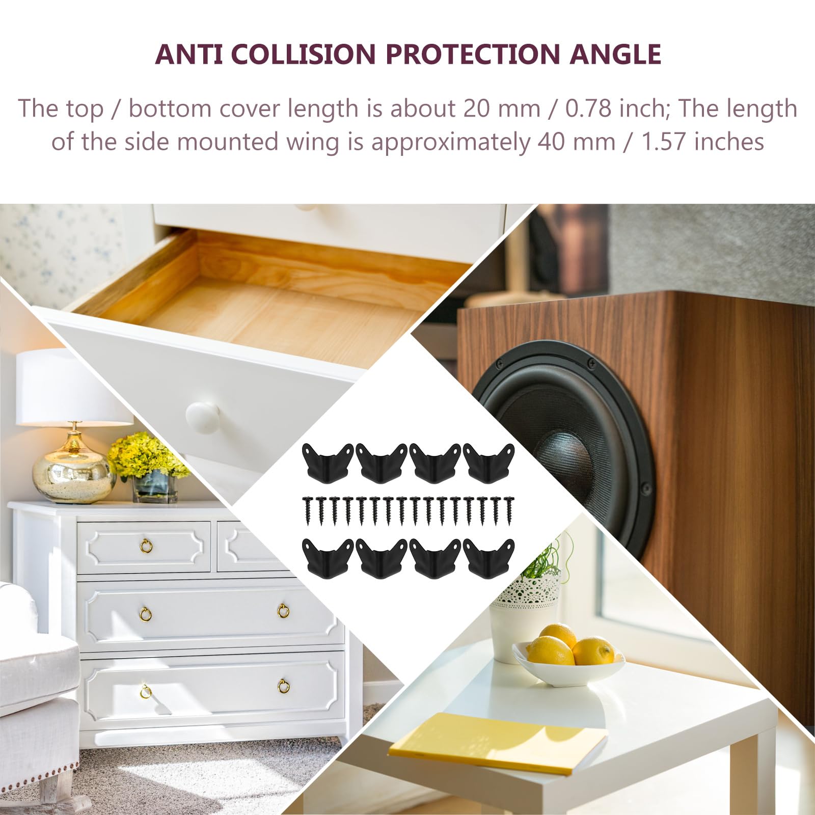 8-Pack Black Metal Corner Protectors for Speaker Cabinets & Guitar Amplifiers - Heavy Duty Rounded Edge Guards for Furniture, Home & Studio Use