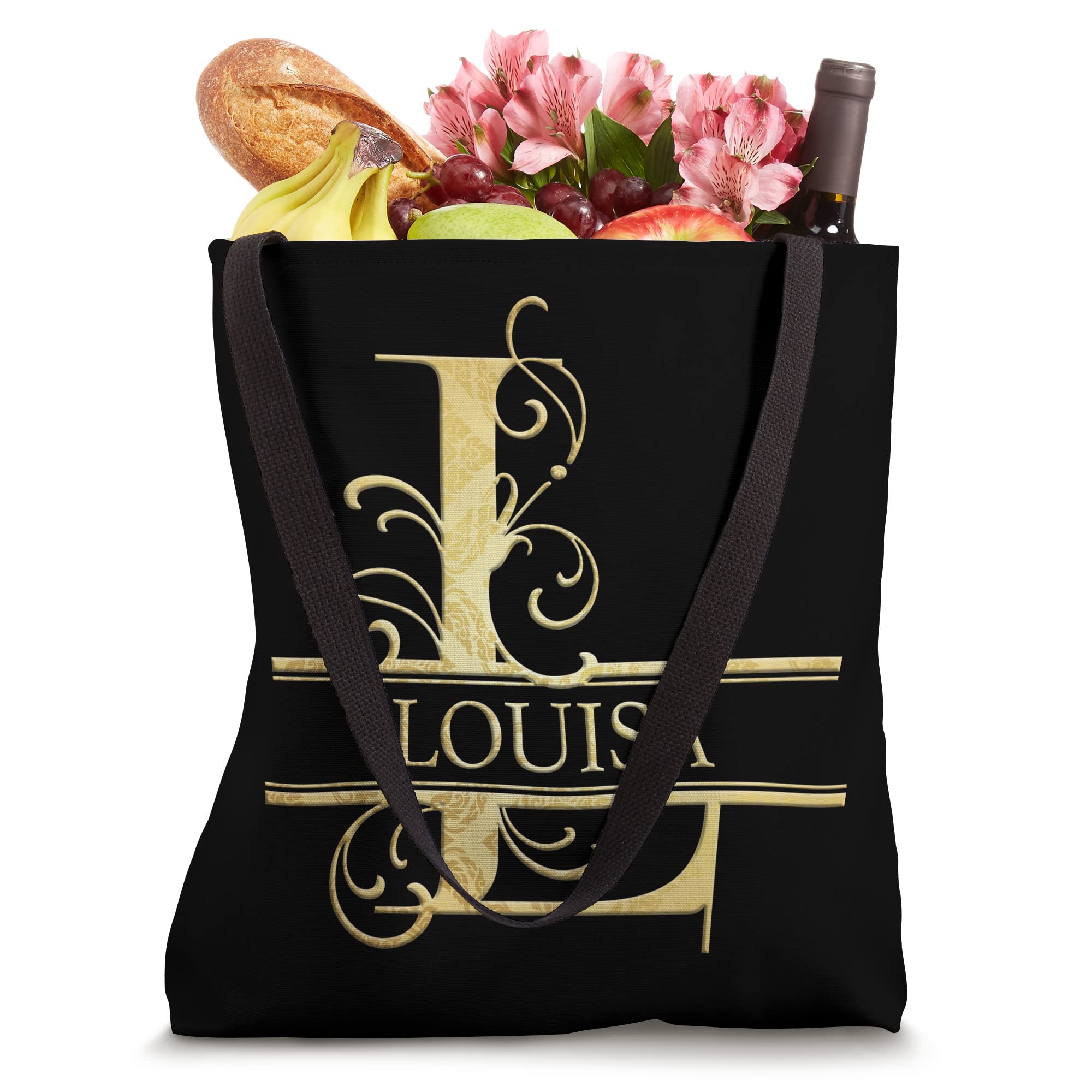 Louisa Name Tote Bag - Personalized Cotton Canvas Shoulder Bag for Women - Perfect for Shopping, Beach, Work & Travel Accessories