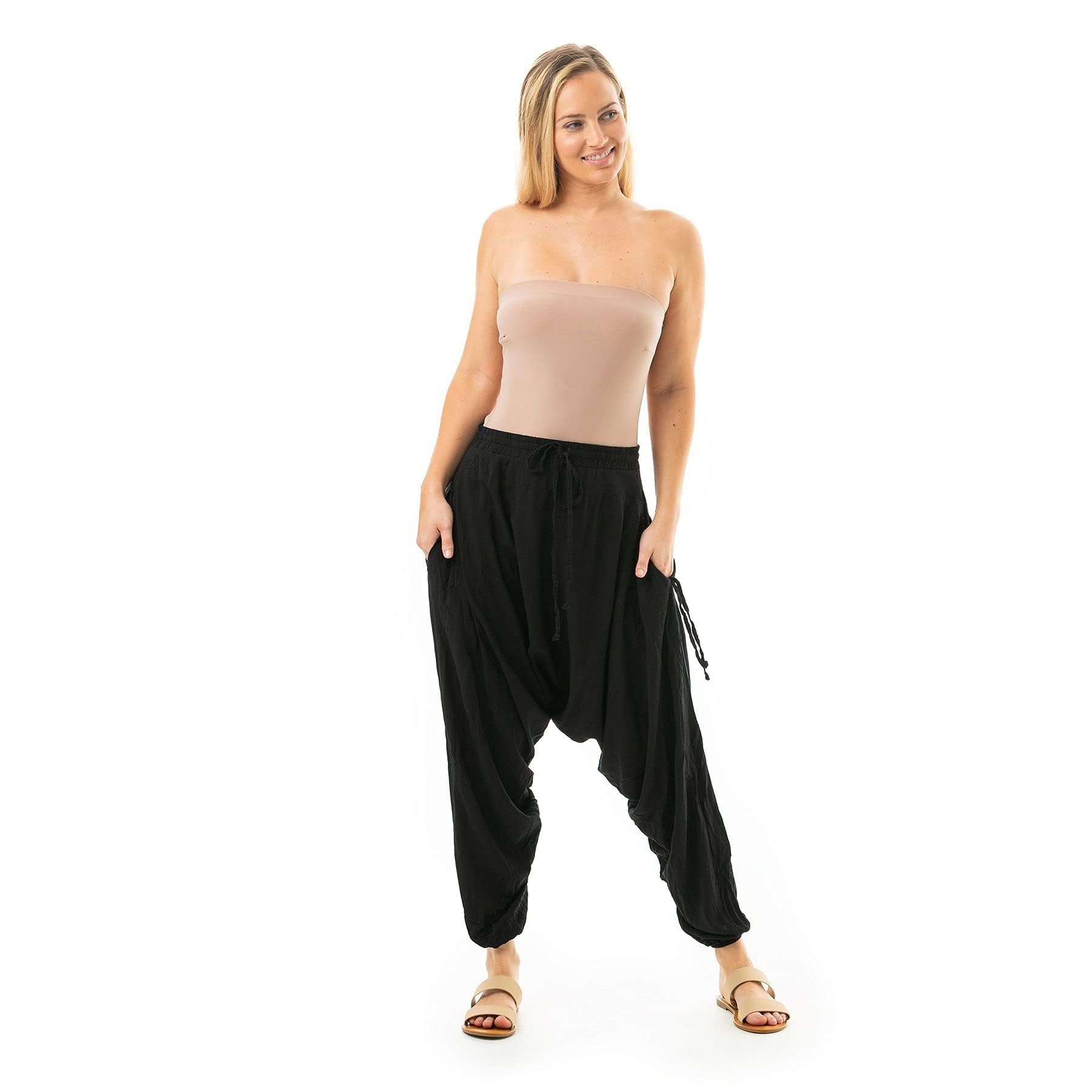 Boho Harem Pants for Women - Loose Lightweight Cotton Summer Pants with Pockets | Casual Beachwear, Yoga & Lounge Wear for Comfortable Everyday Use