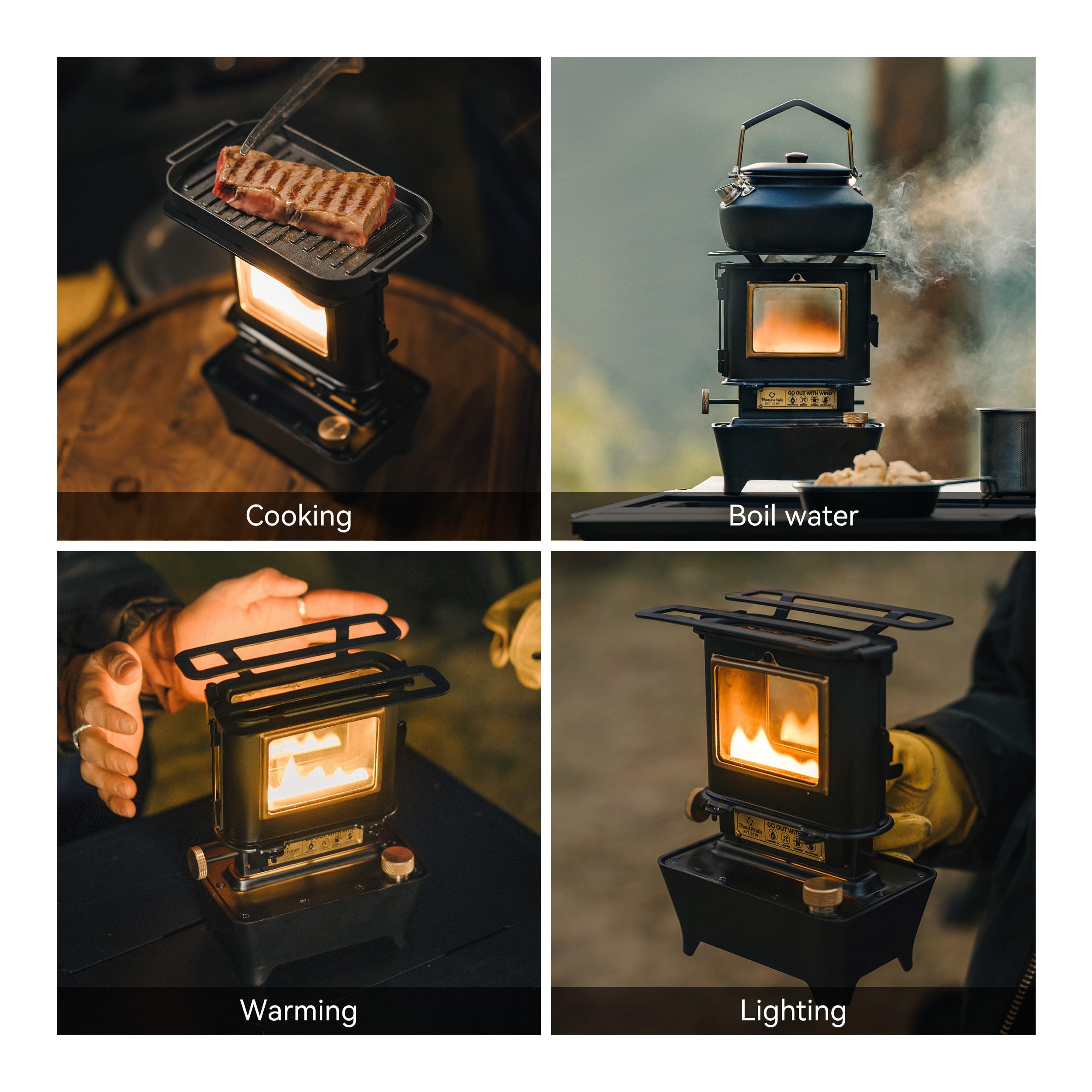 **Portable Camping Oil Lantern & Stove - Stainless Steel Outdoor Cooking, Lighting & Warming Oven - Retro Silver Design for Hiking, Backpacking & Emergency Prep**