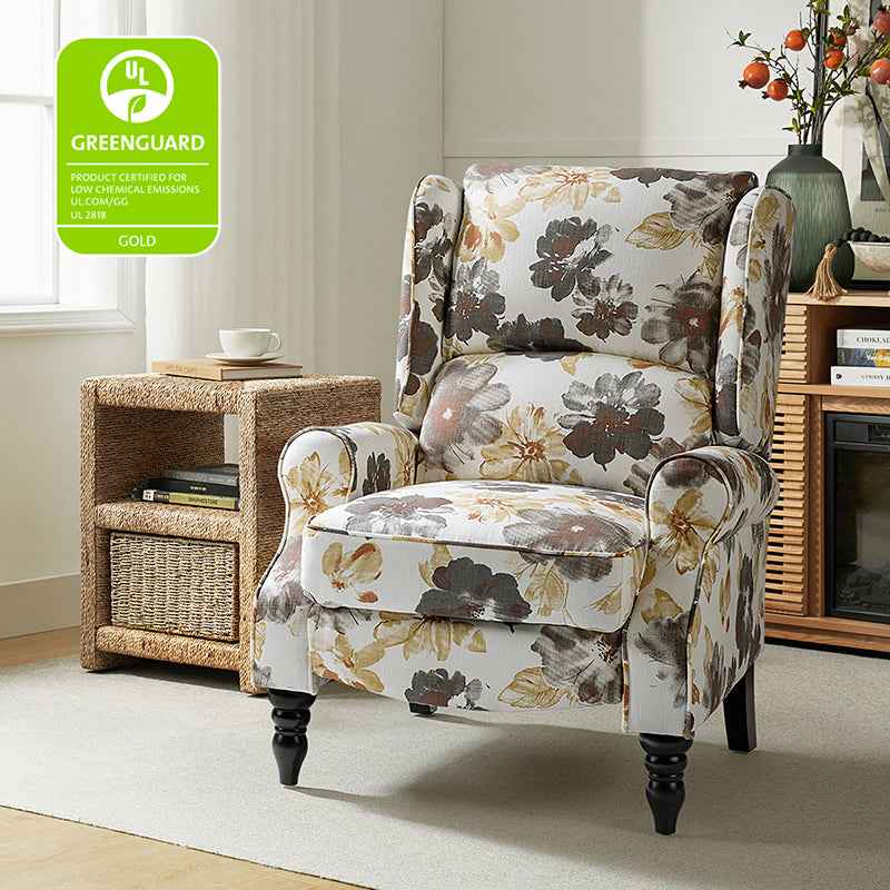 Erdeni Upholstered Manual Wingback Recliner Chair - Comfortable Living Room Armchair with Smooth Reclining Mechanism - Perfect for Home Theater, Reading Nook & Relaxation