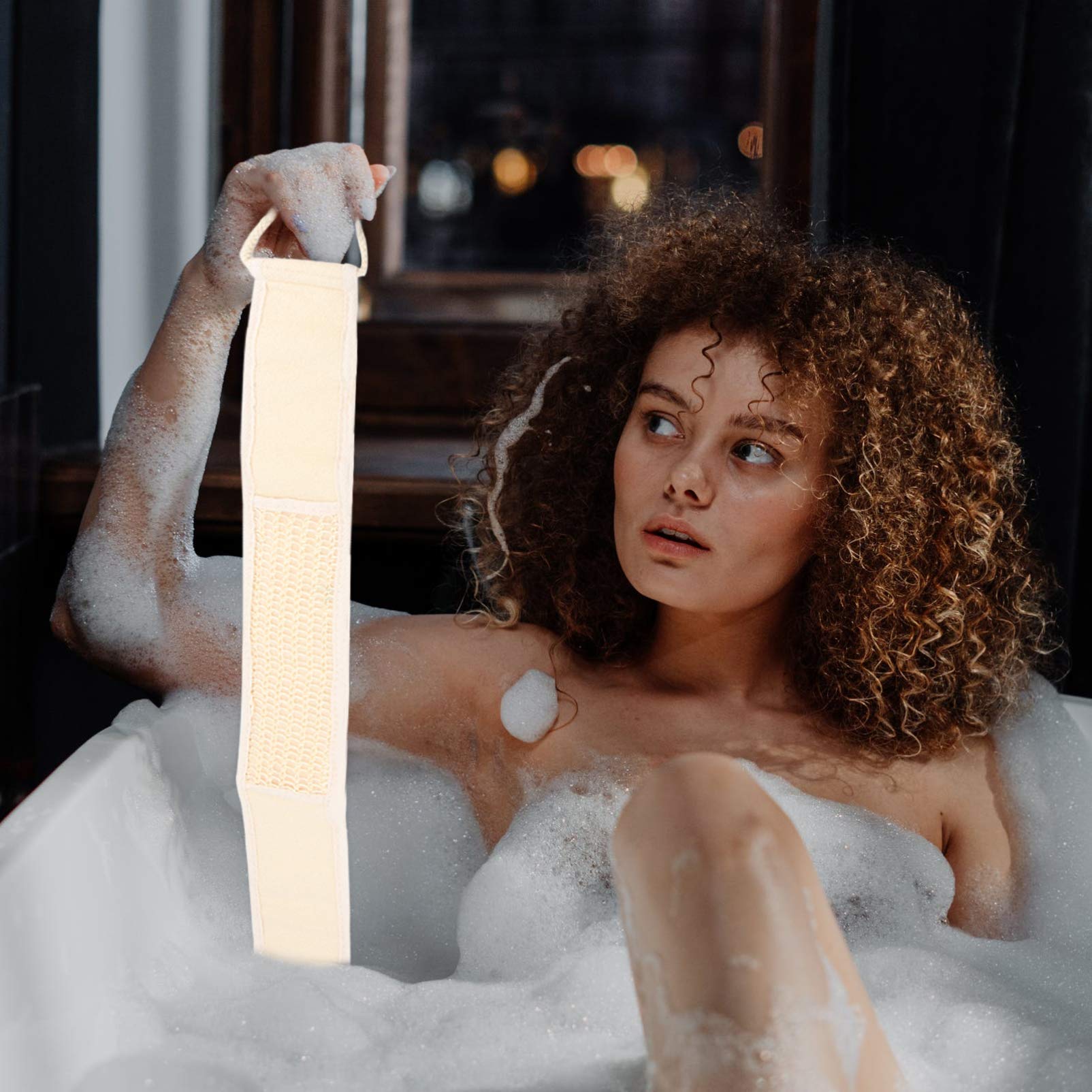 Natural Sea Sponge Body Scrubber - 2 Pack Exfoliating Bath Brush with Strap for Shower & Skin Care | Gentle Loofah Sponge for Back Cleaning, Bubble Massage & Body Wash Application (Perfect for Spa, Home Bath & Exfoliation Routine)