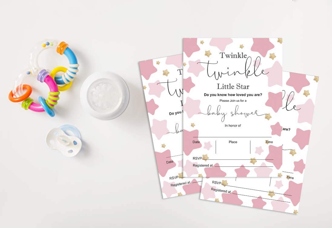 30-Pack Twinkle Twinkle Little Star Baby Shower Invitation Cards - Gender Reveal & Blank Invites for Boy/Girl - Perfect for Baby Showers, Gender Reveal Parties & Celebrations