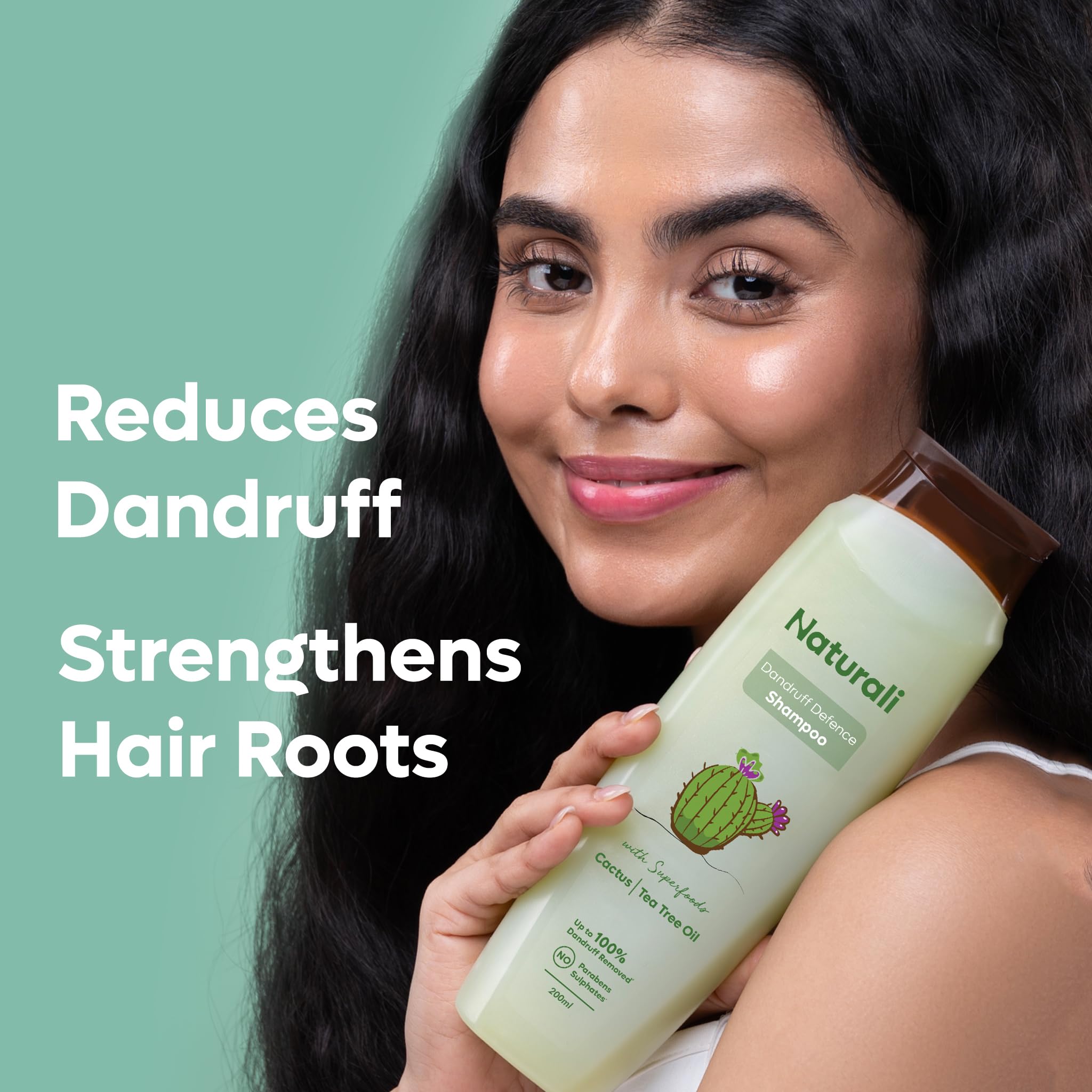 Natural Tea Tree Oil & Cactus Extract Anti-Dandruff Shampoo - Sulfate & Paraben Free, Scalp Soothing Treatment for Dry, Itchy Scalp - 200ml Bottle for Men & Women - Perfect for Daily Hair Care & Dandruff Prevention