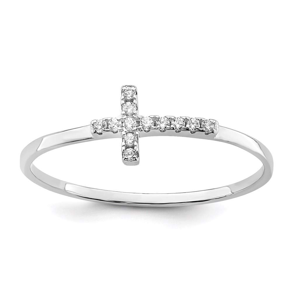 925 Sterling Silver Cubic Zirconia Side Cross Ring for Women - Elegant Religious Jewelry Gift for Her, Perfect for Christmas, Birthday, Anniversary & Everyday Wear