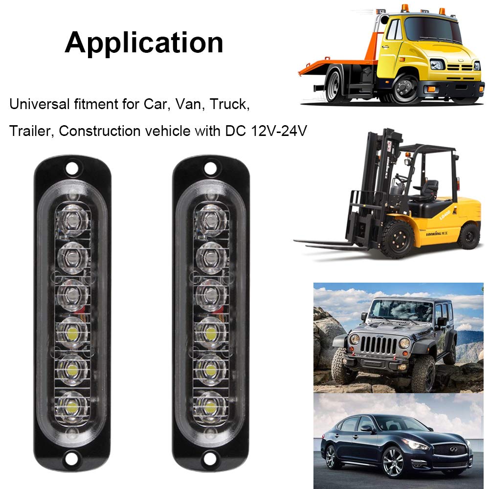 12-24V Ultra Thin Super Bright Red & White LED Strobe Lights for Trucks - 4Pcs Automotive Emergency Strobe Lights for Vehicles, Construction Trucks & Work Safety (Perfect for Roadside Emergencies, Night Work Zones & Vehicle Visibility)
