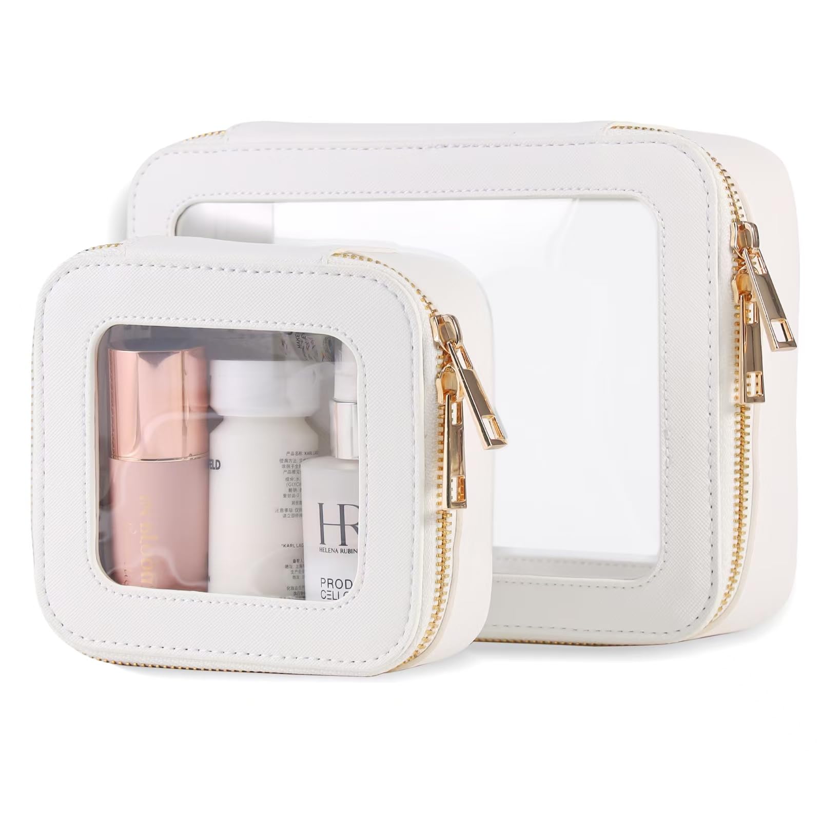 Waterproof Clear Toiletry Bag Set - Small Cosmetic & Makeup Organizer with Zipper for Women | Travel, Purse & Car Storage | Perfect for Airplane Trips, Gym & Daily Essentials