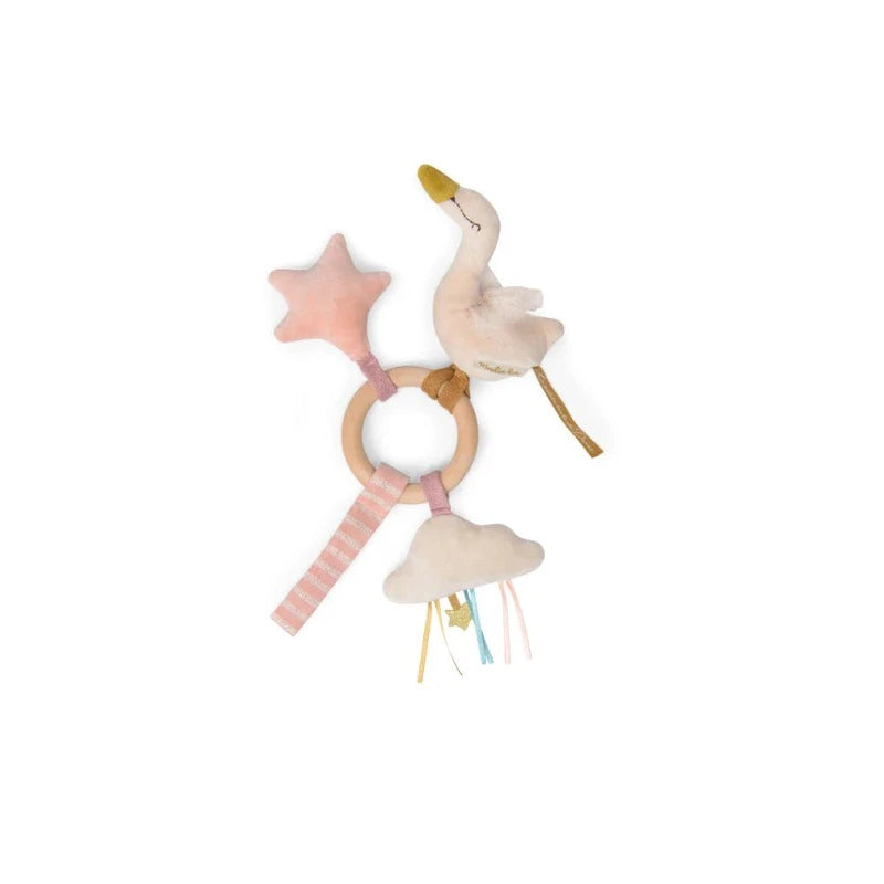 Swan Wooden Ring Baby Toy - Safe & Natural Wooden Teething Rings for Infants - Perfect for Soothing Sore Gums & Sensory Play