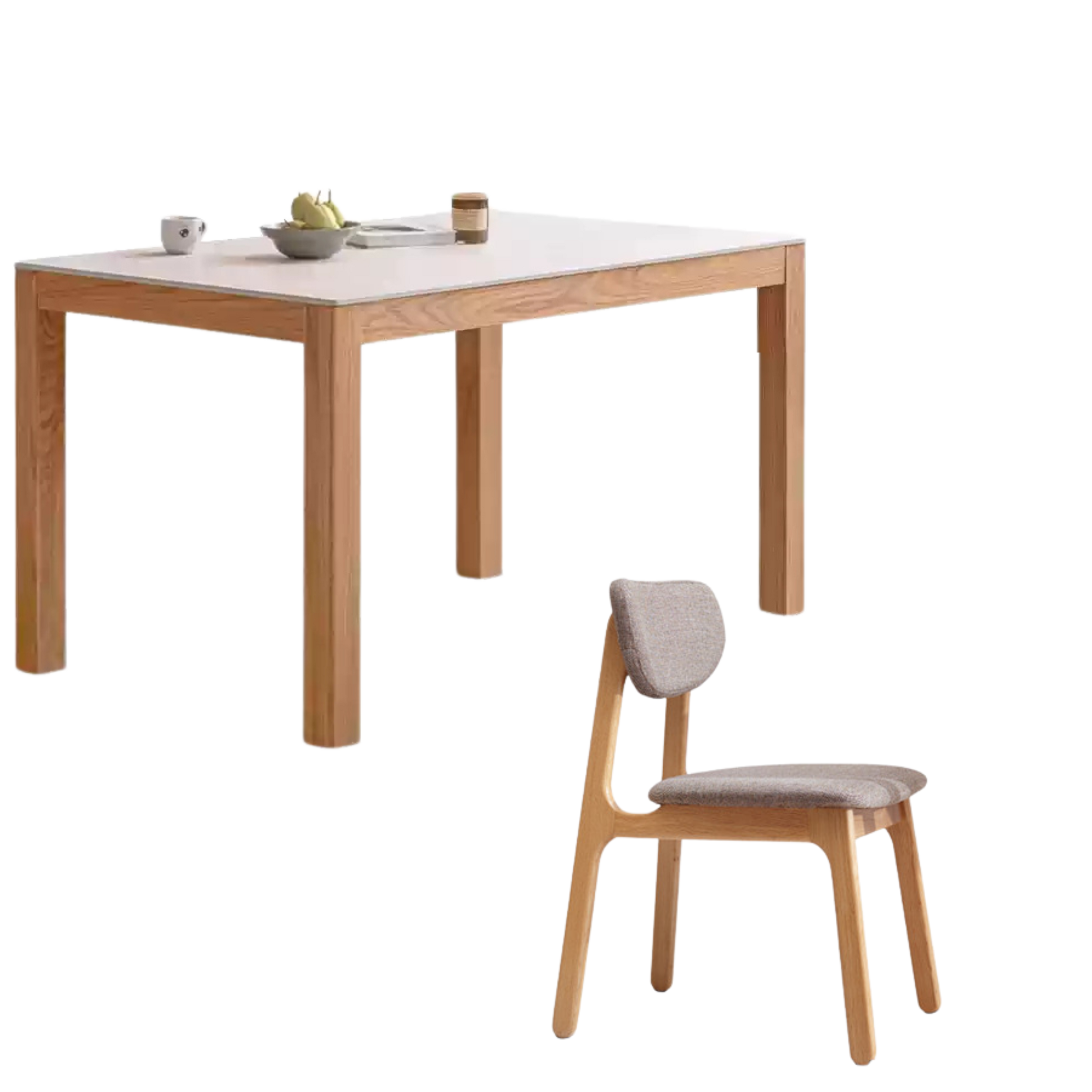 Solid Oak Wood Rectangular Rock Plate Dining Table - Rustic Farmhouse Style for Kitchen, Dining Room & Outdoor Entertaining