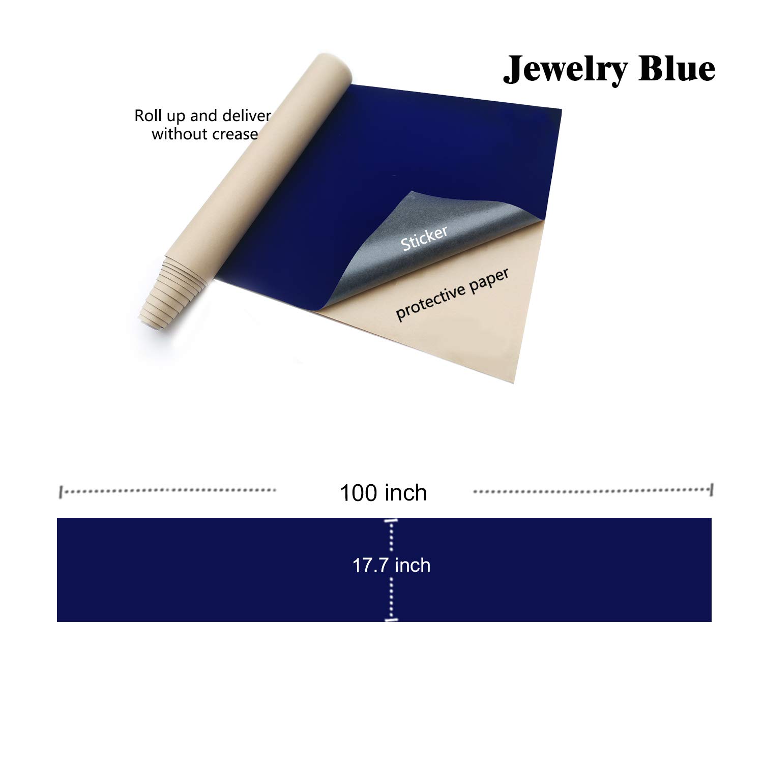 Self-Adhesive Velvet Fabric for Jewelry Display - 17.7x100 Inches (Jewelry Blue) - Perfect for Cabinets & Photo Frames