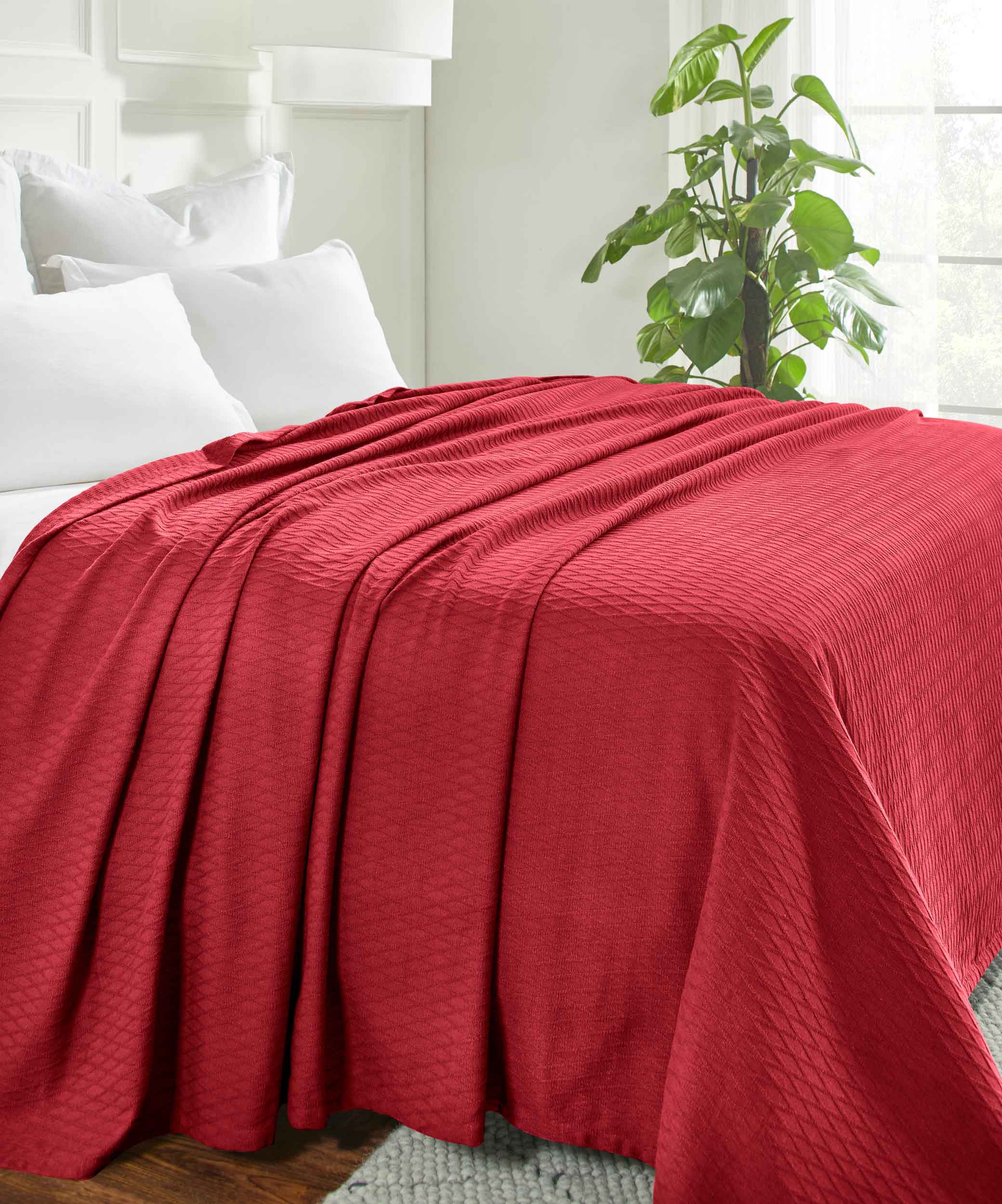 Premium Cotton All-Season Diamond Pattern Bed Blanket & Sofa Throw - Soft Cozy Blanket for Bedroom, Living Room, Travel and Gift Giving
