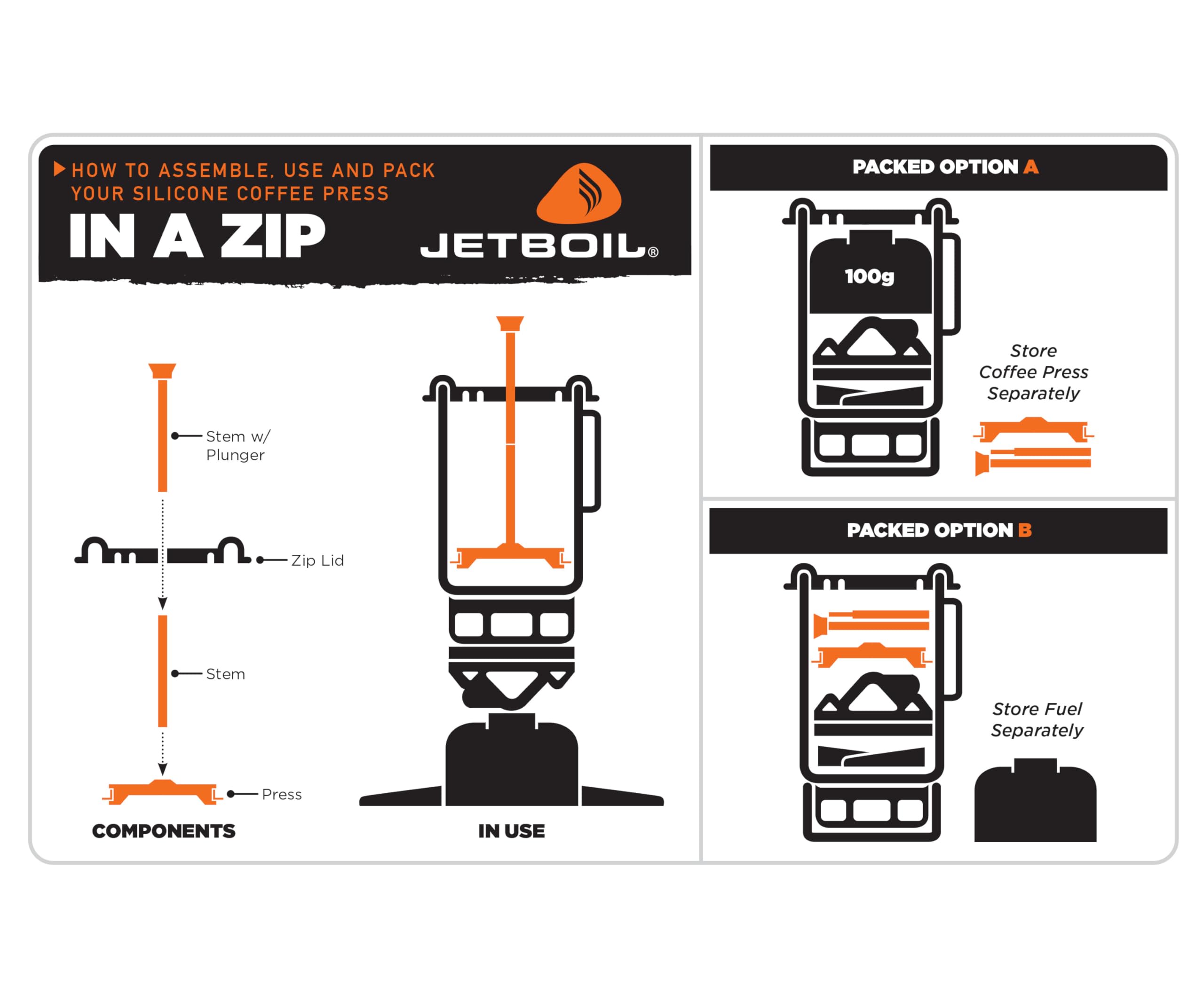 Jetboil Silicone French Press Coffee Maker for Camping & Backpacking | Portable Coffee Brewing System | Perfect for Outdoor Adventures, Hiking & Travel