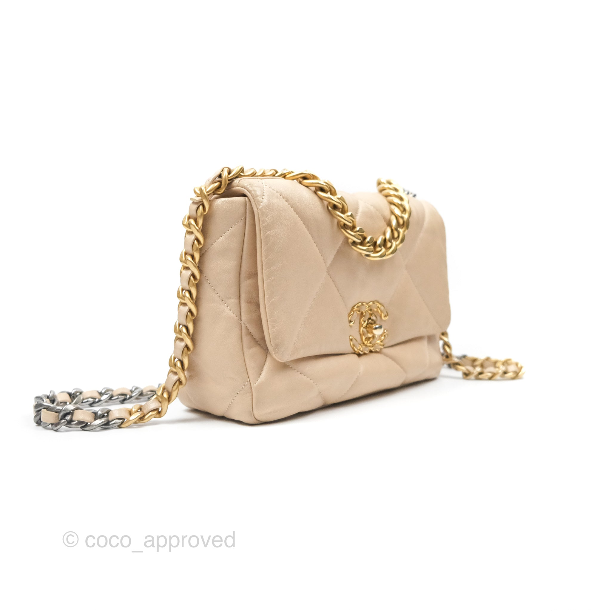 Chanel 19 Small Handbag in Beige Goatskin with Mixed Hardware - Luxury Crossbody Bag for Women, Perfect for Date Night & Special Occasions
