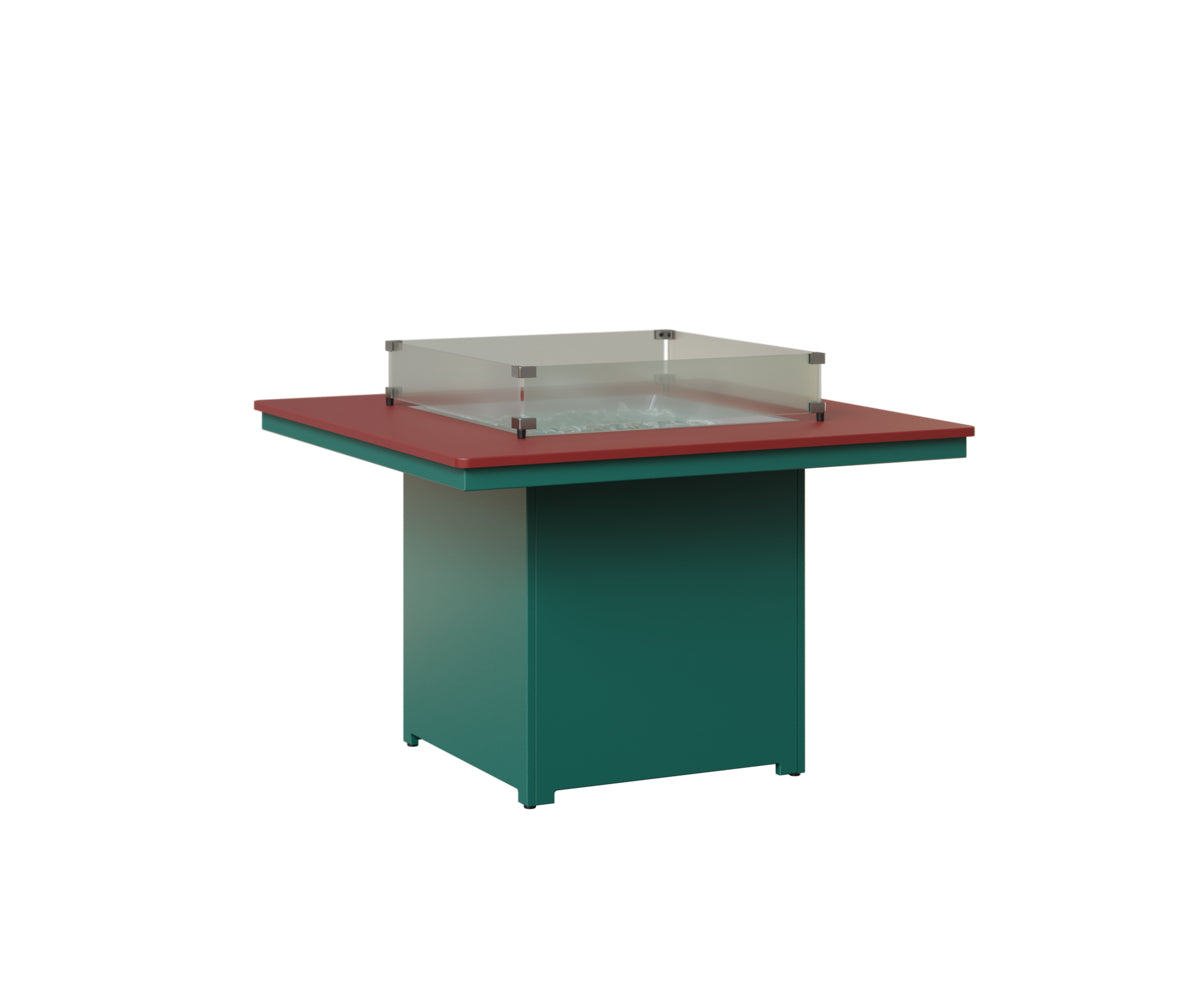 Berlin Gardens Numa Square Fire Pit Table - Outdoor Patio Dining Set with Glass Wind Guard - Perfect for Backyard Gatherings, Campfires & Entertaining Guests
