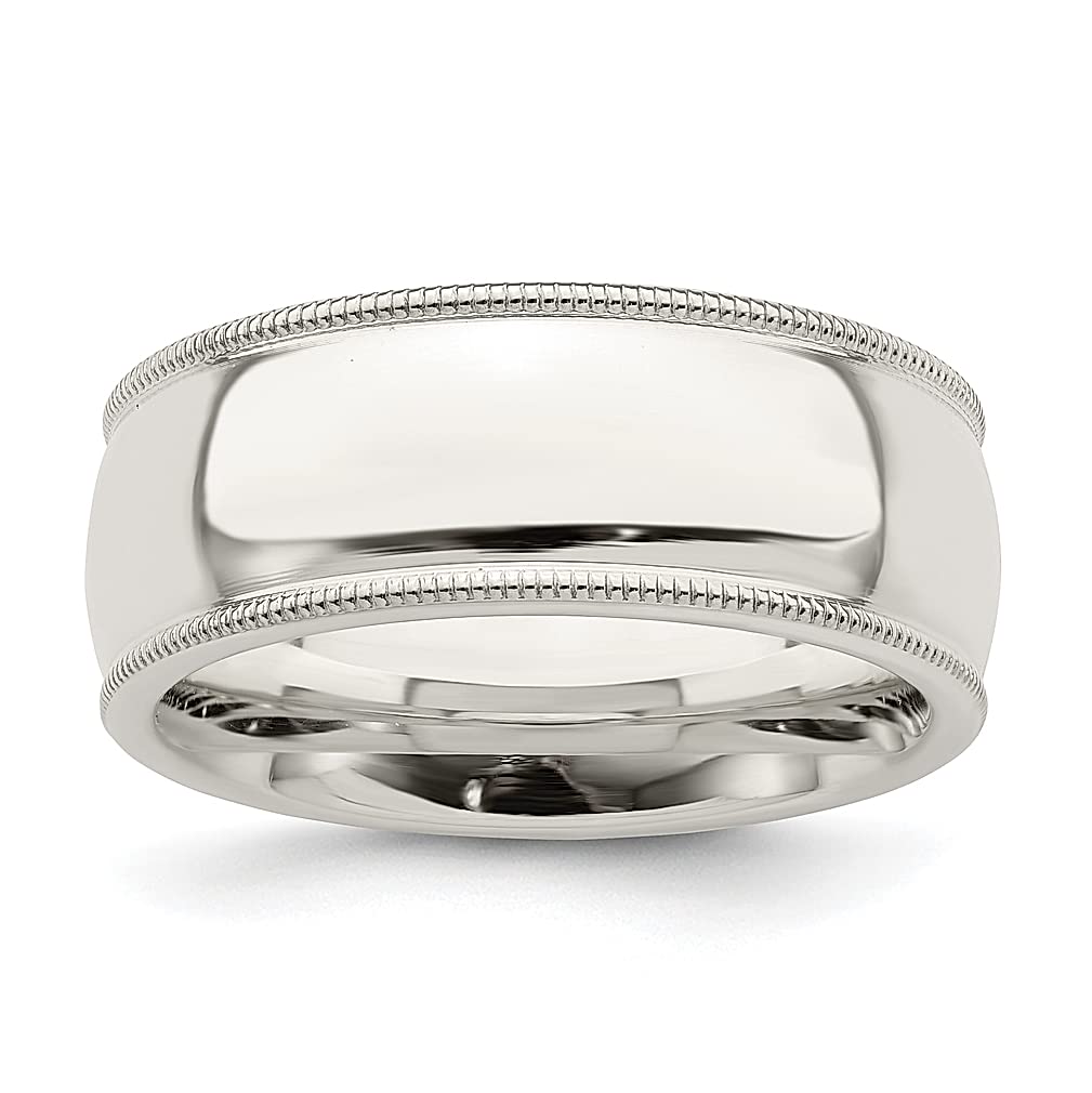 925 Sterling Silver 8mm Comfort Fit Half Round Milgrain Wedding Band Ring - Size 11.5 - Classic Fine Jewelry for Women - Perfect Gift for Her - Ideal for Anniversaries, Engagements & Special Occasions