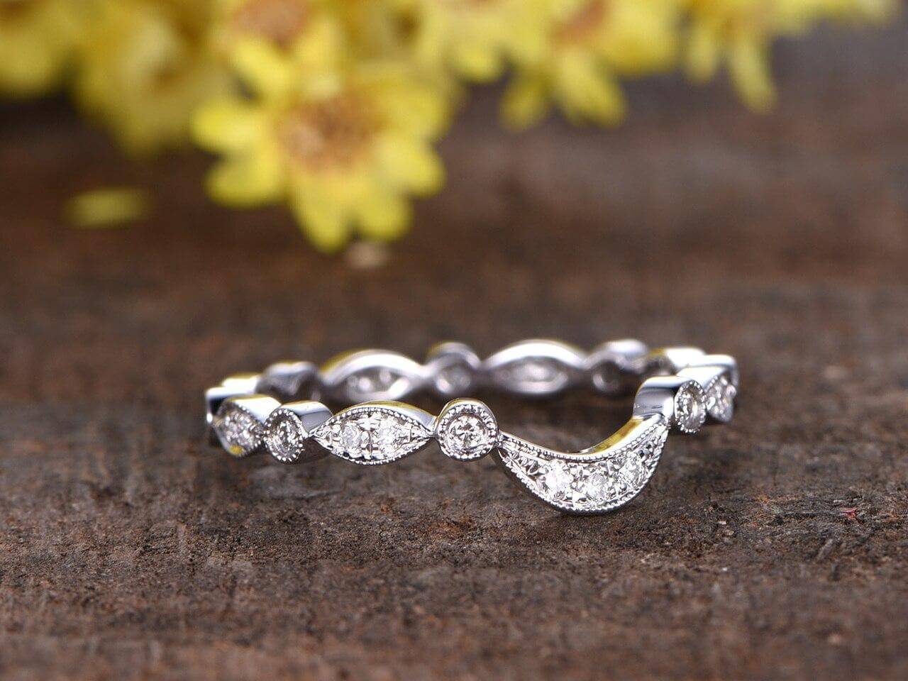 0.50 Carat Moissanite Diamond Wedding Band Ring for Women - 18k Gold Plated Anniversary Ring - Perfect for Engagement, Proposal & Special Occasions