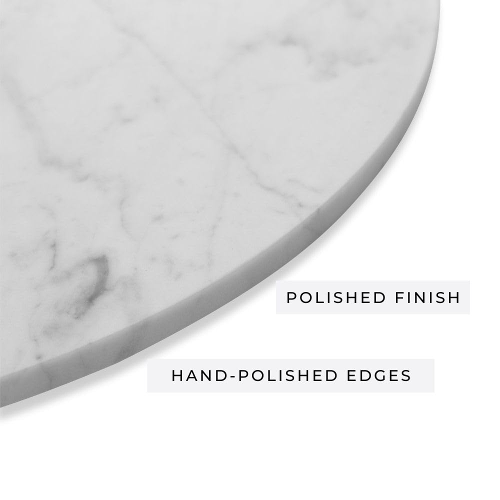 18-Inch Carrara Marble Lazy Susan - Elegant Rotating Serving Tray for Dining Table | Perfect Kitchen Decor & Housewarming Gift | Ideal for Weddings, Parties, and Everyday Entertaining