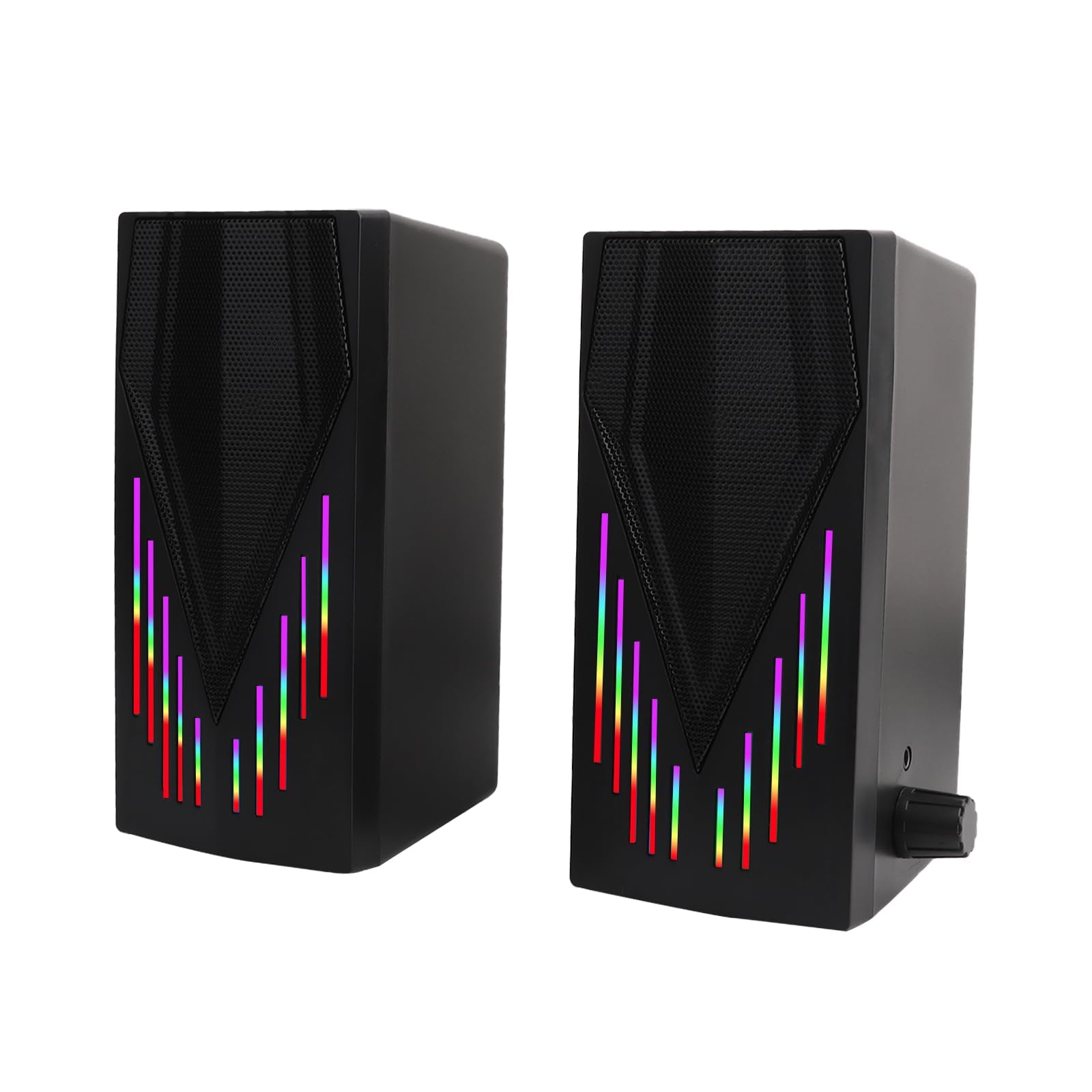 RGB Gaming Computer Speakers with USB Power & 3.5mm Aux Cable - Colorful Desktop PC Speakers for Monitor, Laptop, Tablet - Perfect for Gaming, Work, and Home Entertainment