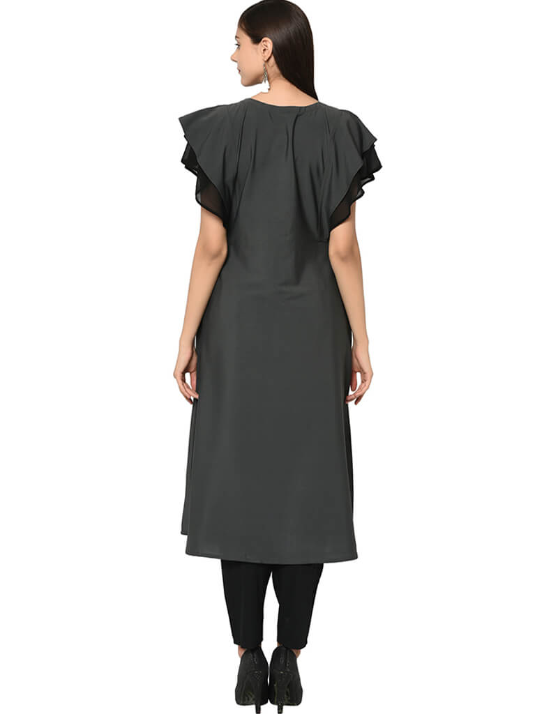 Elegant Black Crepe Pant Kurti for Women - Stylish Indian Ethnic Wear for Parties, Weddings & Festivals