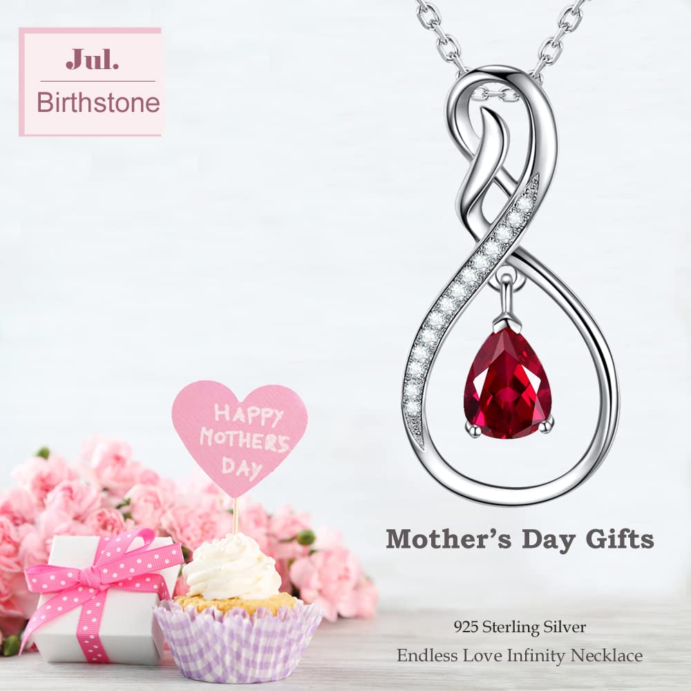 April May Birthstone Necklace for Women - Forever Love Infinity Pendant with Simulated Diamond & Emerald - 925 Sterling Silver Jewelry Gift for Wife, Mom, Her | Perfect for Birthday, Anniversary & Special Occasions