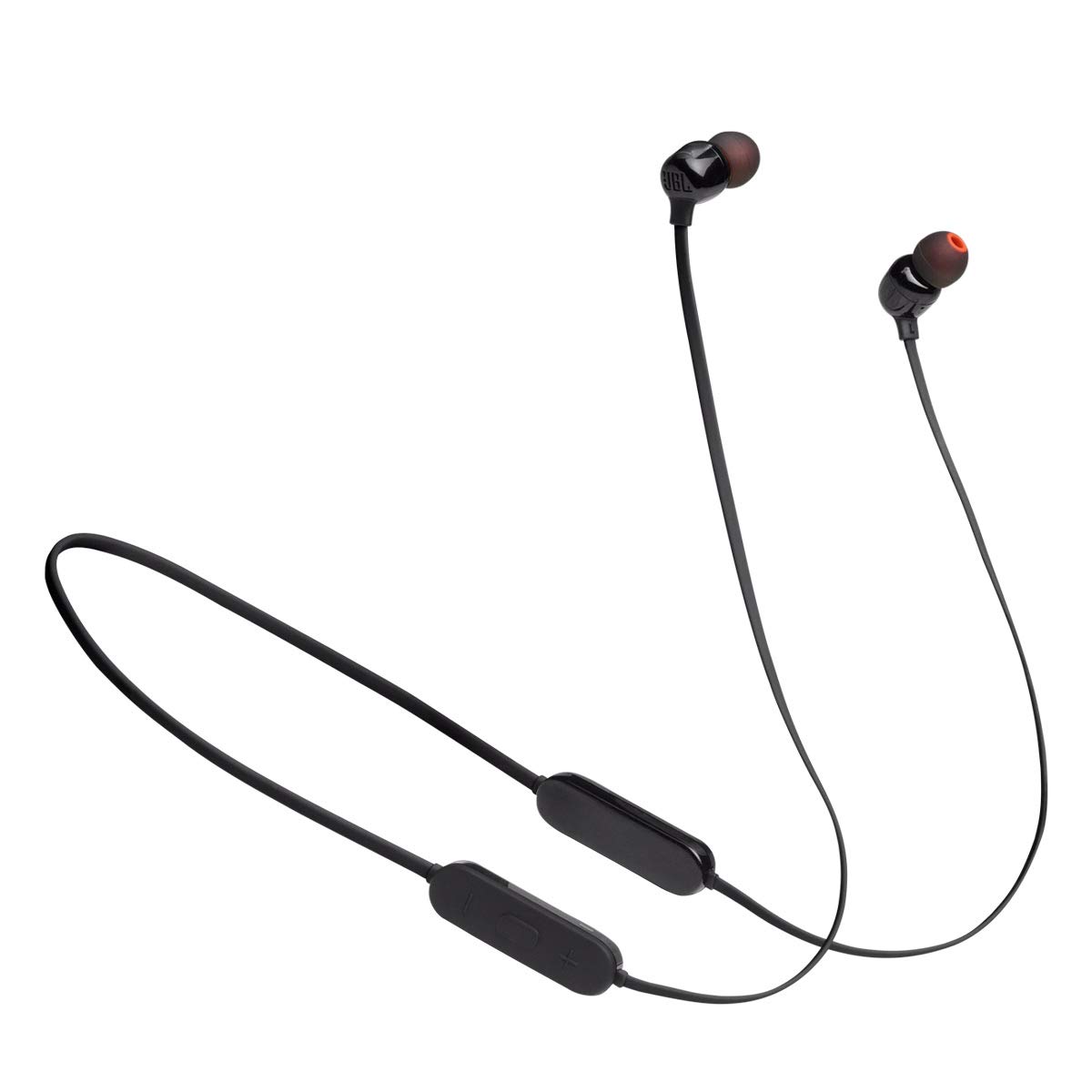 JBL Tune 125 Wireless Bluetooth Earbuds with Built-in Mic & Remote, Flat Tangle-Free Cable - Black (Small Size) | Perfect for Gym, Running, Commuting & Travel