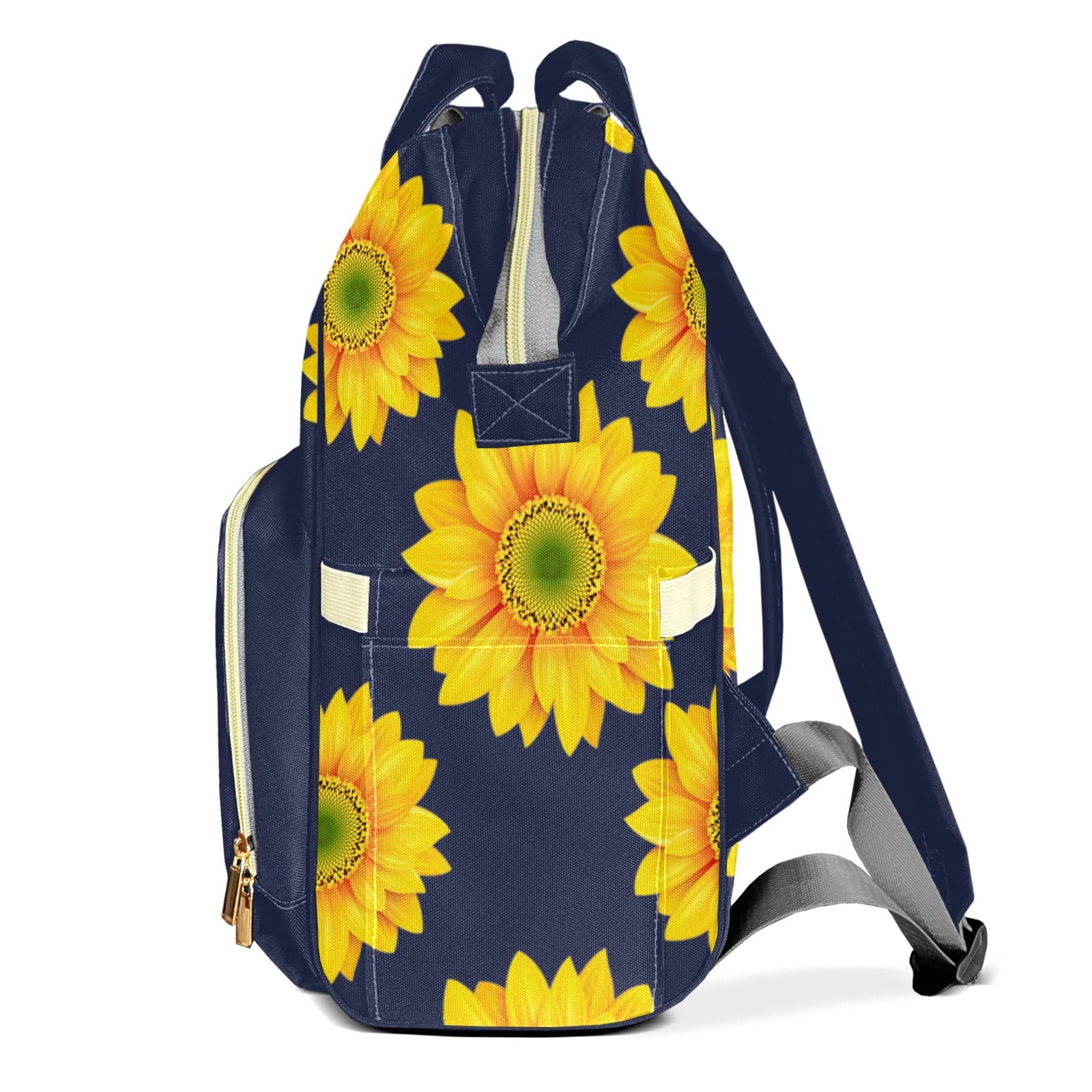 Personalized Sunflower Diaper Backpack with Name - Custom Baby Nappy Bag for Women, Multifunctional Mommy Gift - Perfect for Travel, Daycare & On-the-Go Parenting