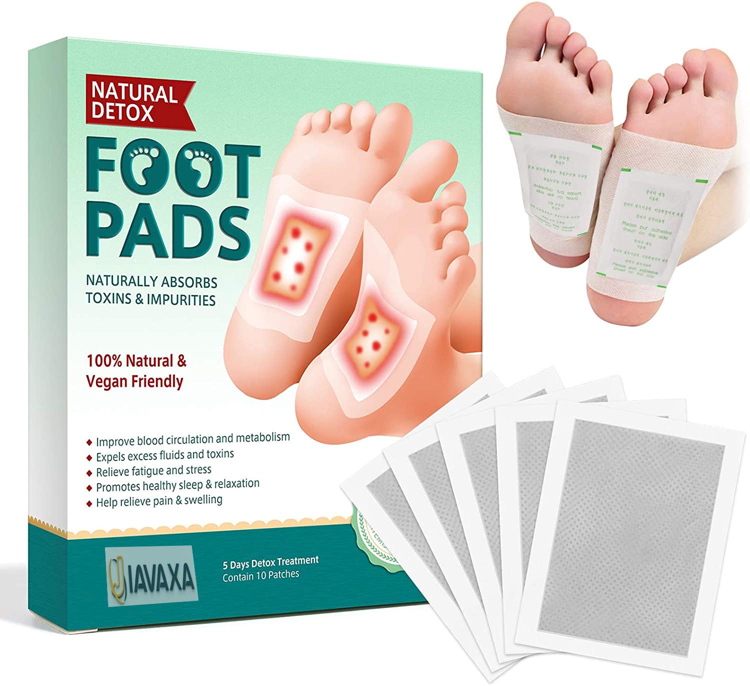 Natural Detox Foot Pads for Stress Relief & Better Sleep - Ginger Infused Pain-Free Foot Patches to Remove Toxins, 10-Pad Body Cleansing Kit - Perfect for Relaxation After Work or Before Bedtime