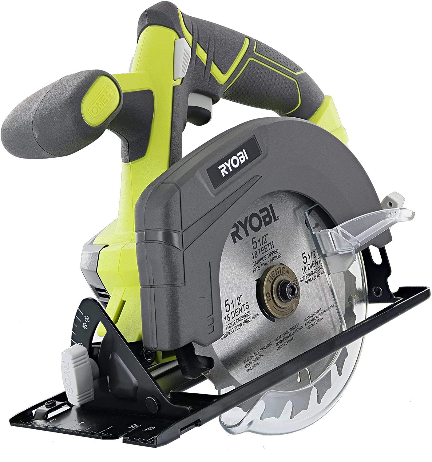 RYOBI 18V Cordless Circular Saw Kit with 4Ah Battery & Charger - 5-1/2 Inch Blade, Lightweight & Powerful for DIY Projects, Woodworking, and Home Renovations (Tool Only, No Retail Packaging)