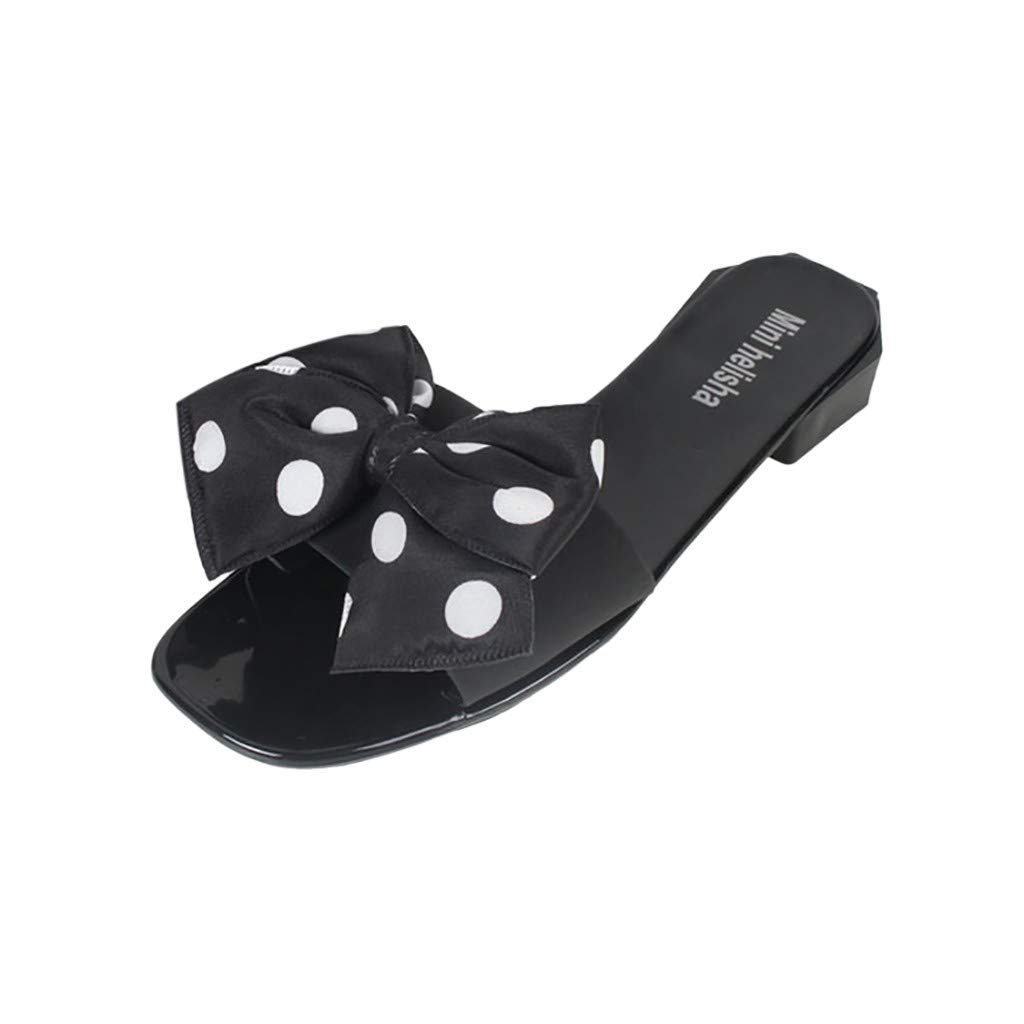 Elegant Women's Summer Beach Heels with Bow Knot & Dot Design - Comfortable Slipper Sandals for Women (Available in Multiple Sizes) | Perfect for Vacation, Wedding, Party & Outdoor Events