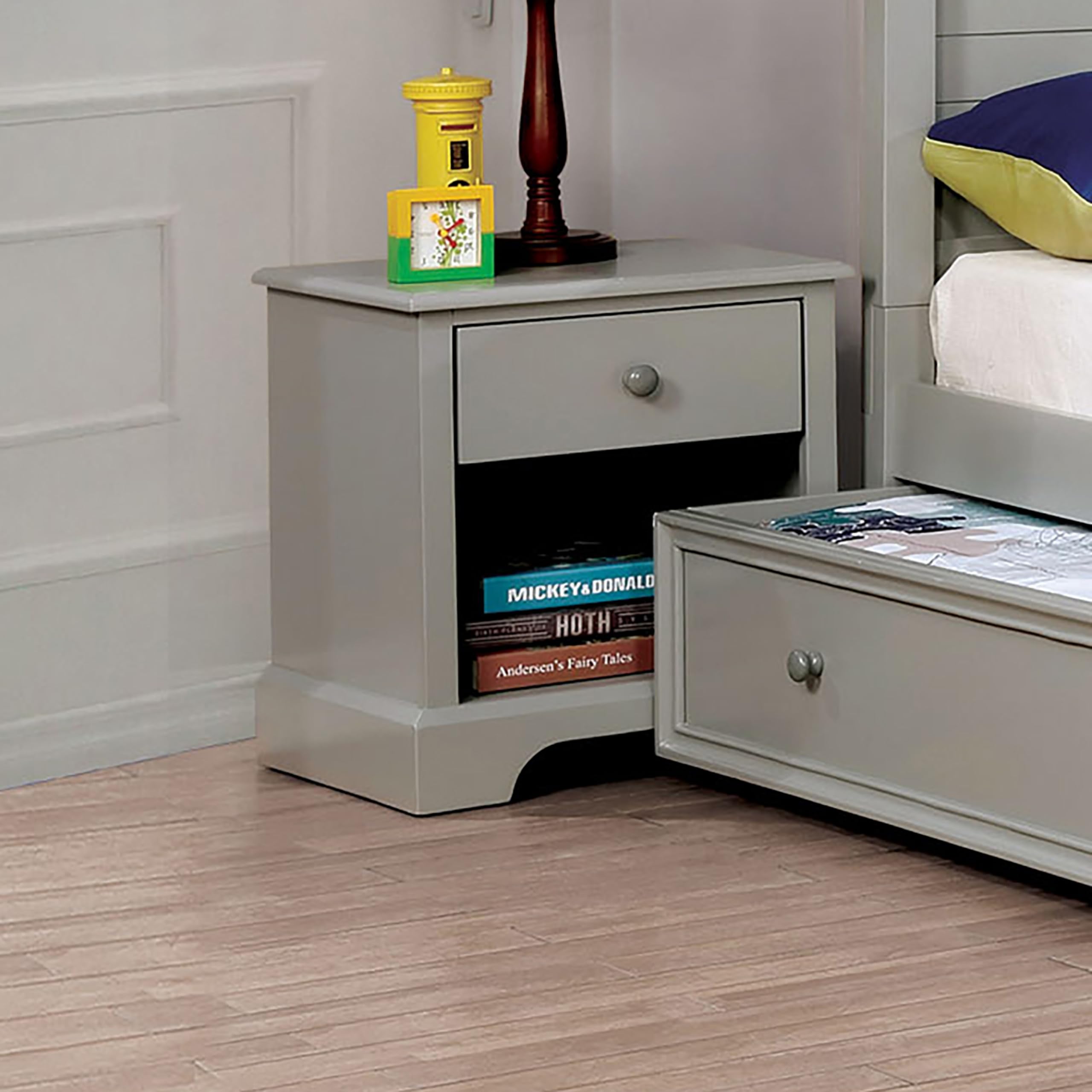Blue Taylor & Olive Cholla Transitional Solid Wood 1-Drawer Nightstand - Modern Bedside Table for Bedroom, Guest Room, or Dorm - Stylish Storage Solution with Single Drawer