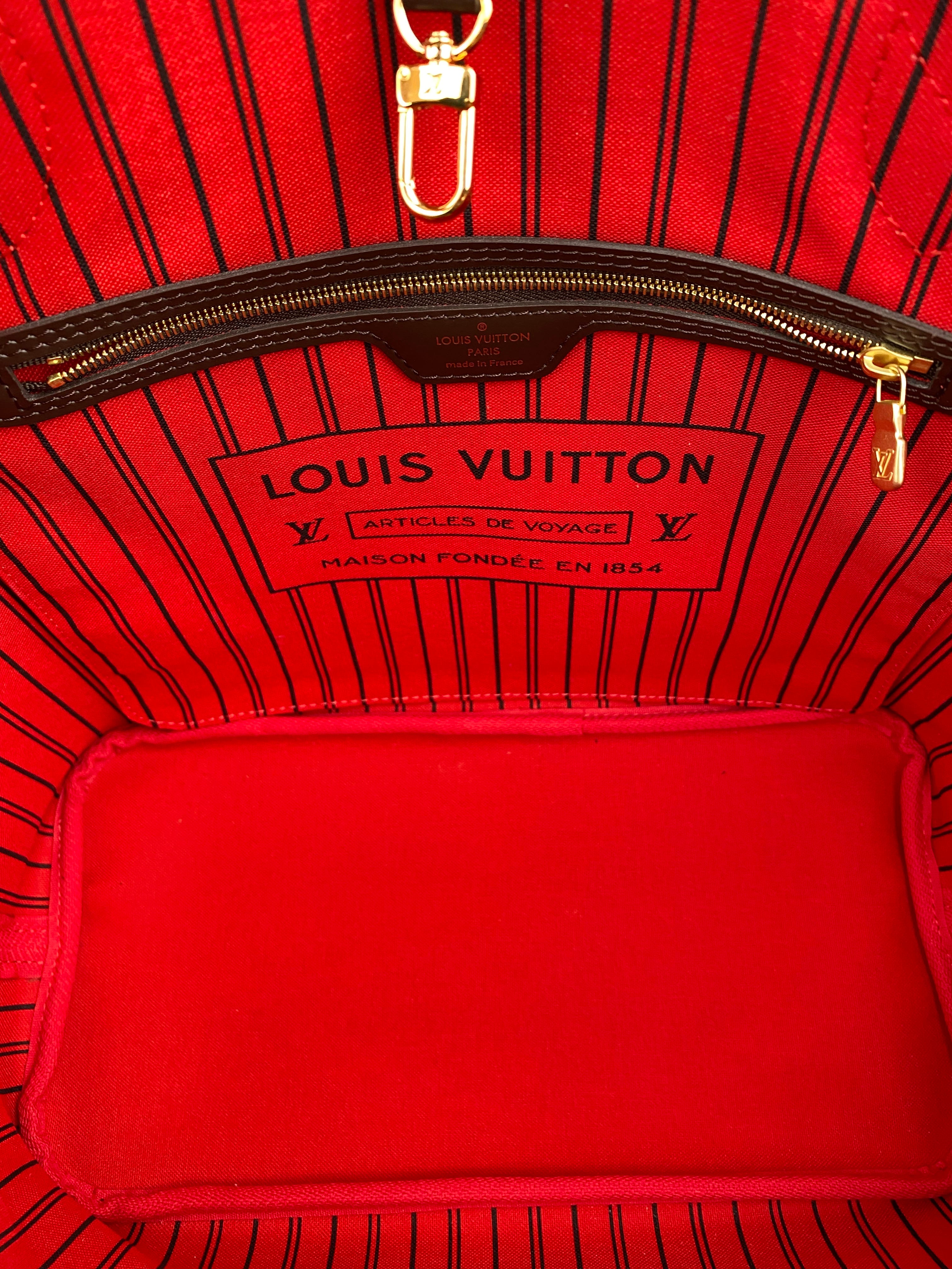 Authentic Louis Vuitton Damier Ebene Neverfull MM Tote Bag - Luxury Designer Handbag for Women, Perfect for Work, Travel & Everyday Use