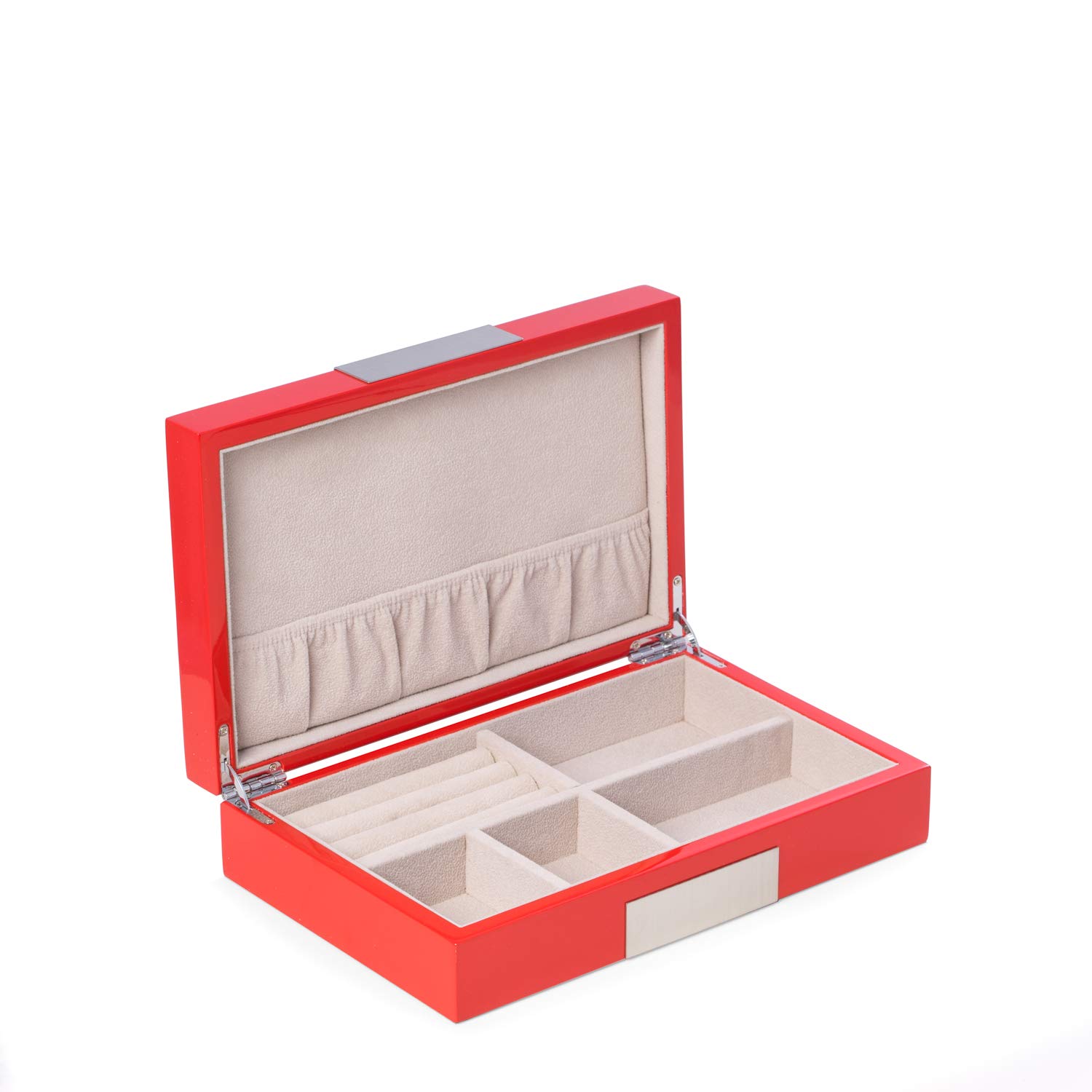 Bey-Berk Personalized Italian Wood Valet Box - High Gloss Lacquered Red - Perfect for Jewelry, Watch & Key Storage - Luxury Gift for Men & Home Decor