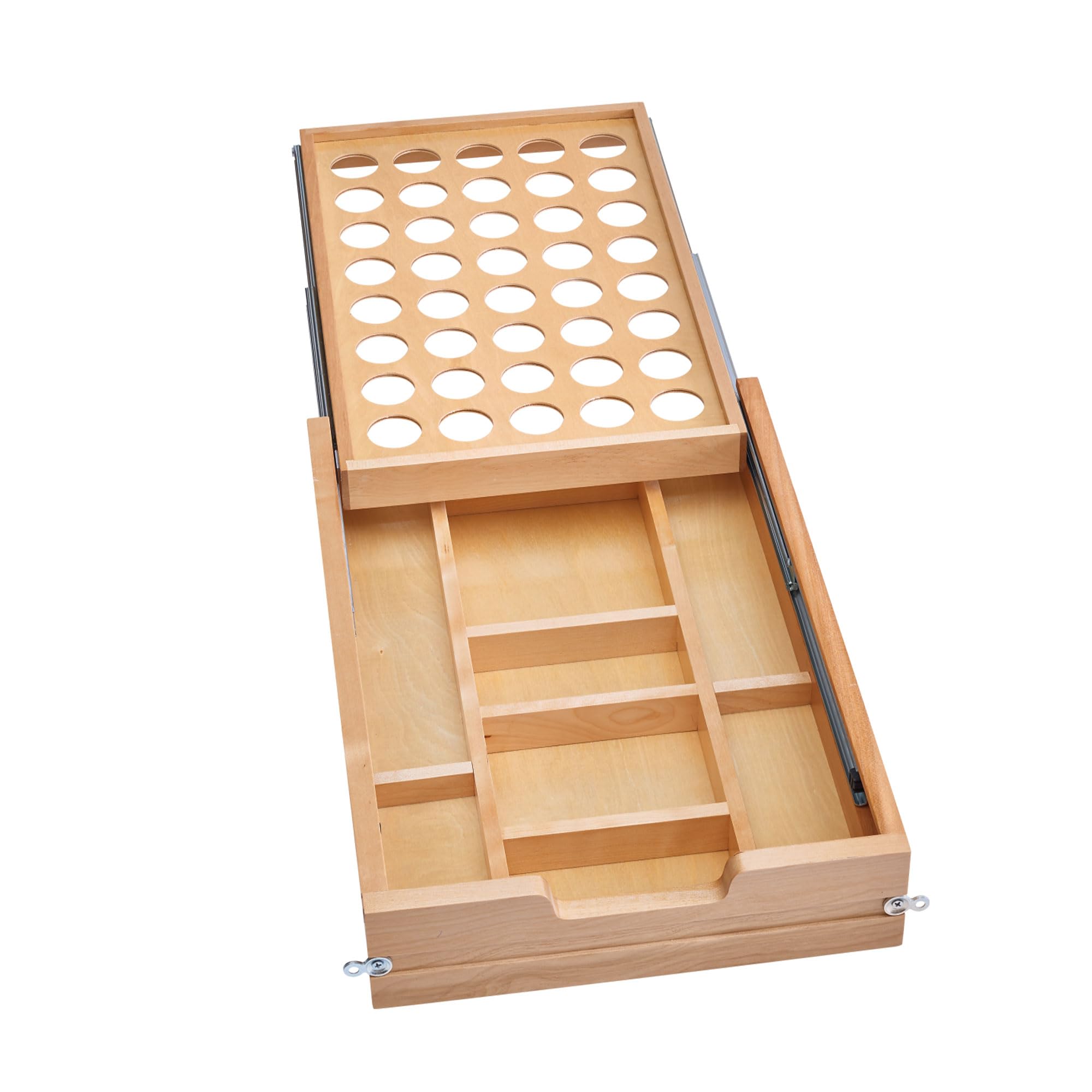 Rev-A-Shelf 15-Inch 2-Tier Cutlery and Utensil Drawer Organizer with K-Cup Tray & Soft-Close Slides - Perfect for Kitchen Drawer Organization and Coffee Pod Storage (Model: 4WTCD-18HSC-KCUP-1)