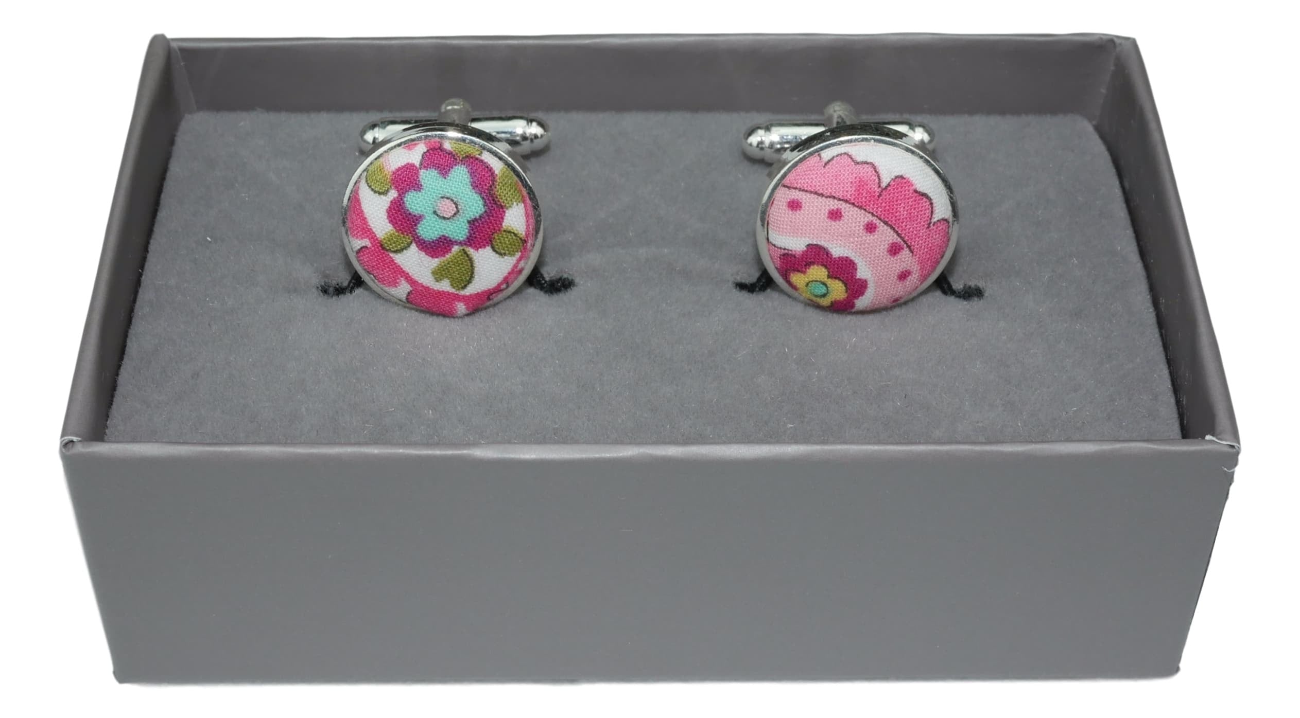 Elegant White and Pink Paisley Cufflinks for Men - Stylish Dress Shirt Accessories for Weddings, Business Meetings & Formal Events