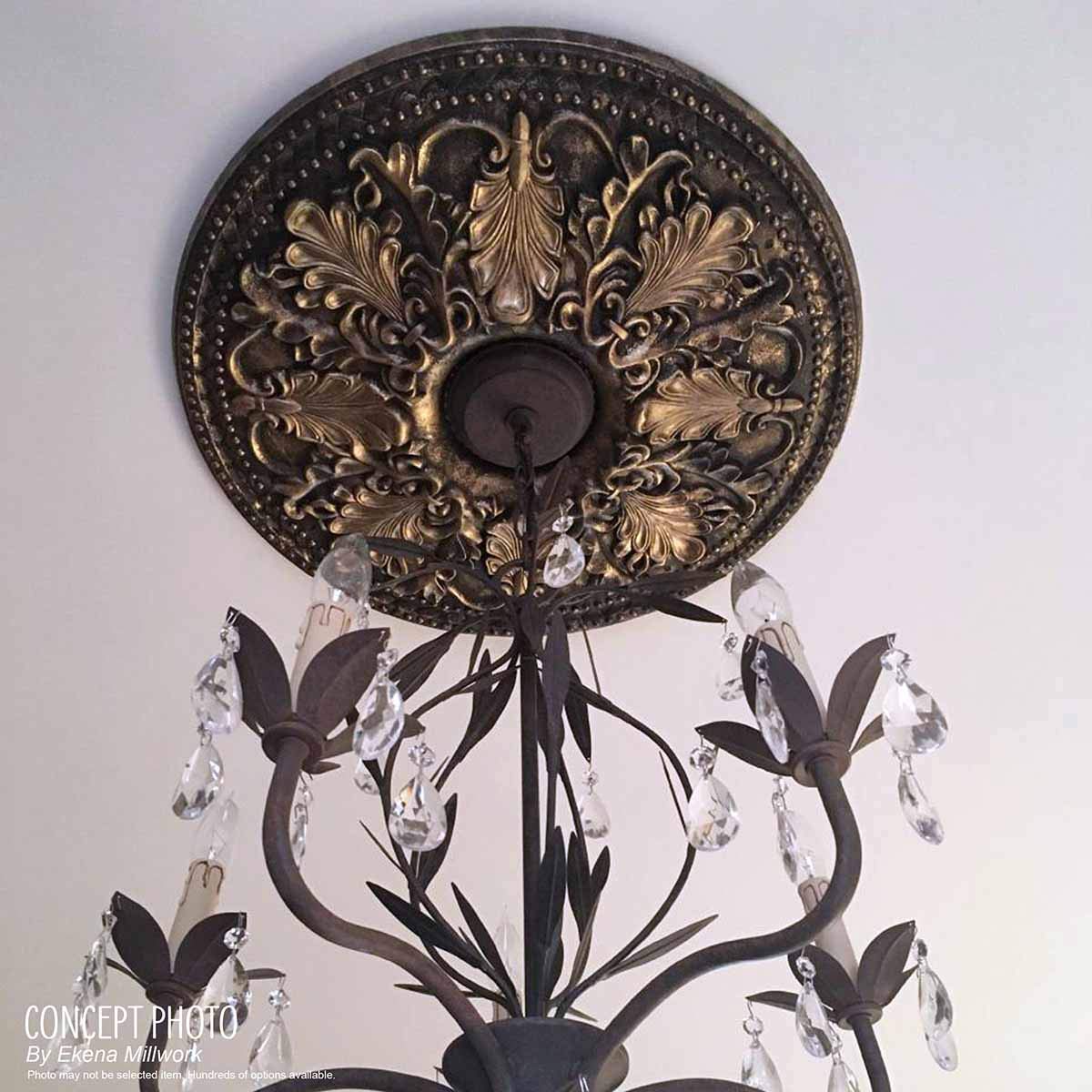 Ekena Millwork Brunswick Hand-Painted Firebrick Ceiling Medallion - Classic Decorative Ceiling Rose for Dining Room, Living Room & Bedroom