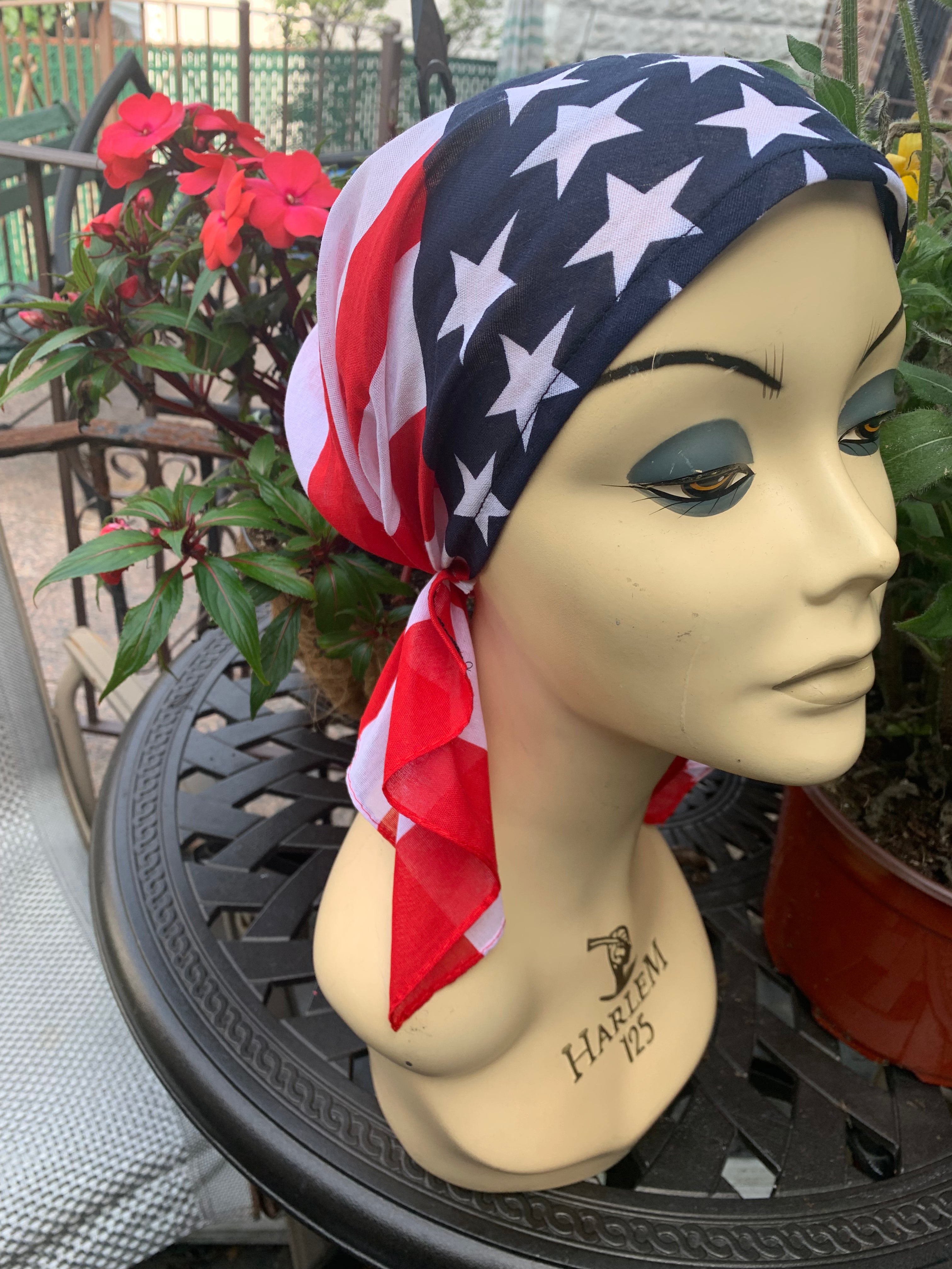 American Flag Bandana - USA Stars and Stripes Patriotic Hair Scarf for Men & Women | Pre-Tied Adjustable Headwear for 4th of July, Sports Events & Outdoor Activities